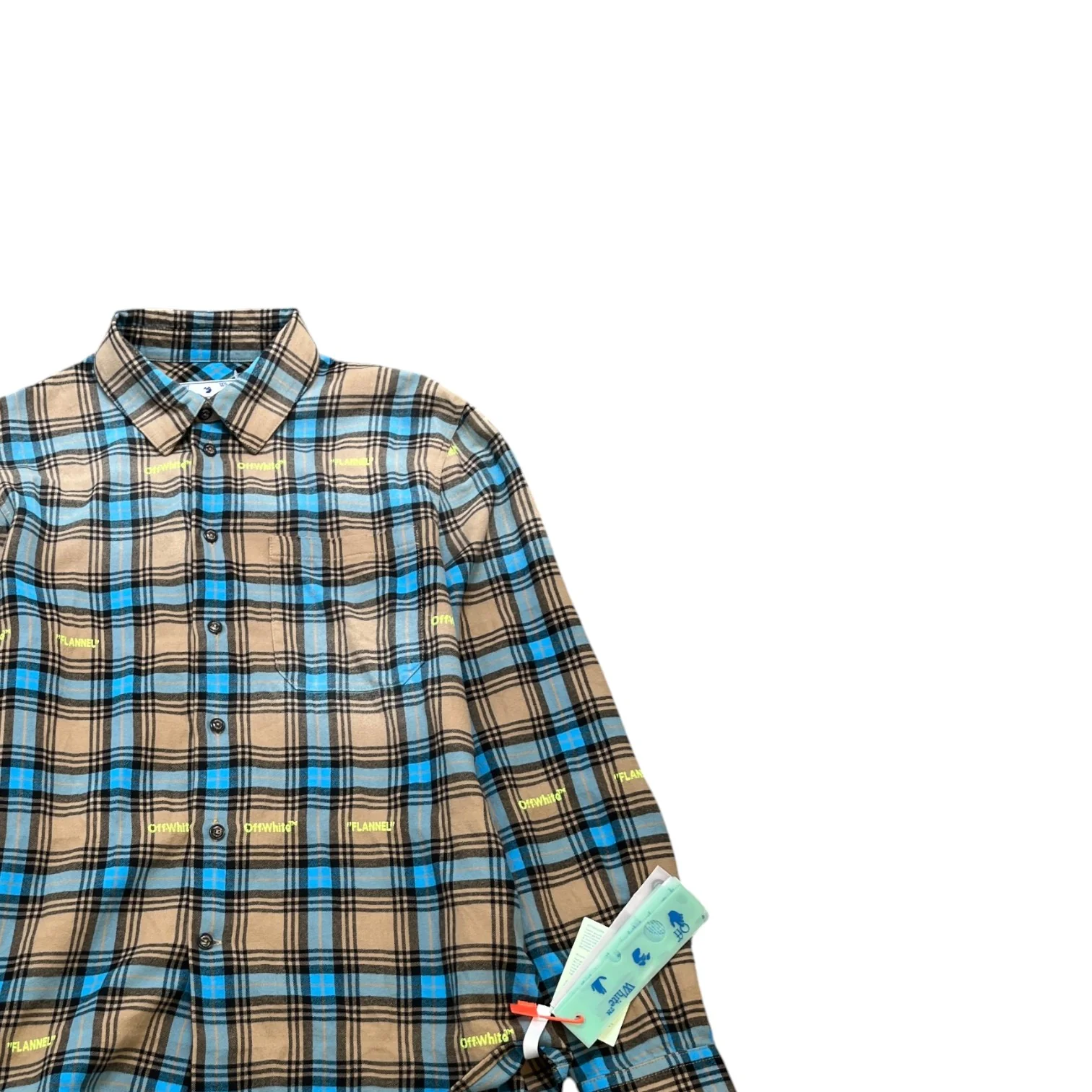 Men's Helvet Pattern Check Long Sleeve Shirt Beige Size S - Image 3