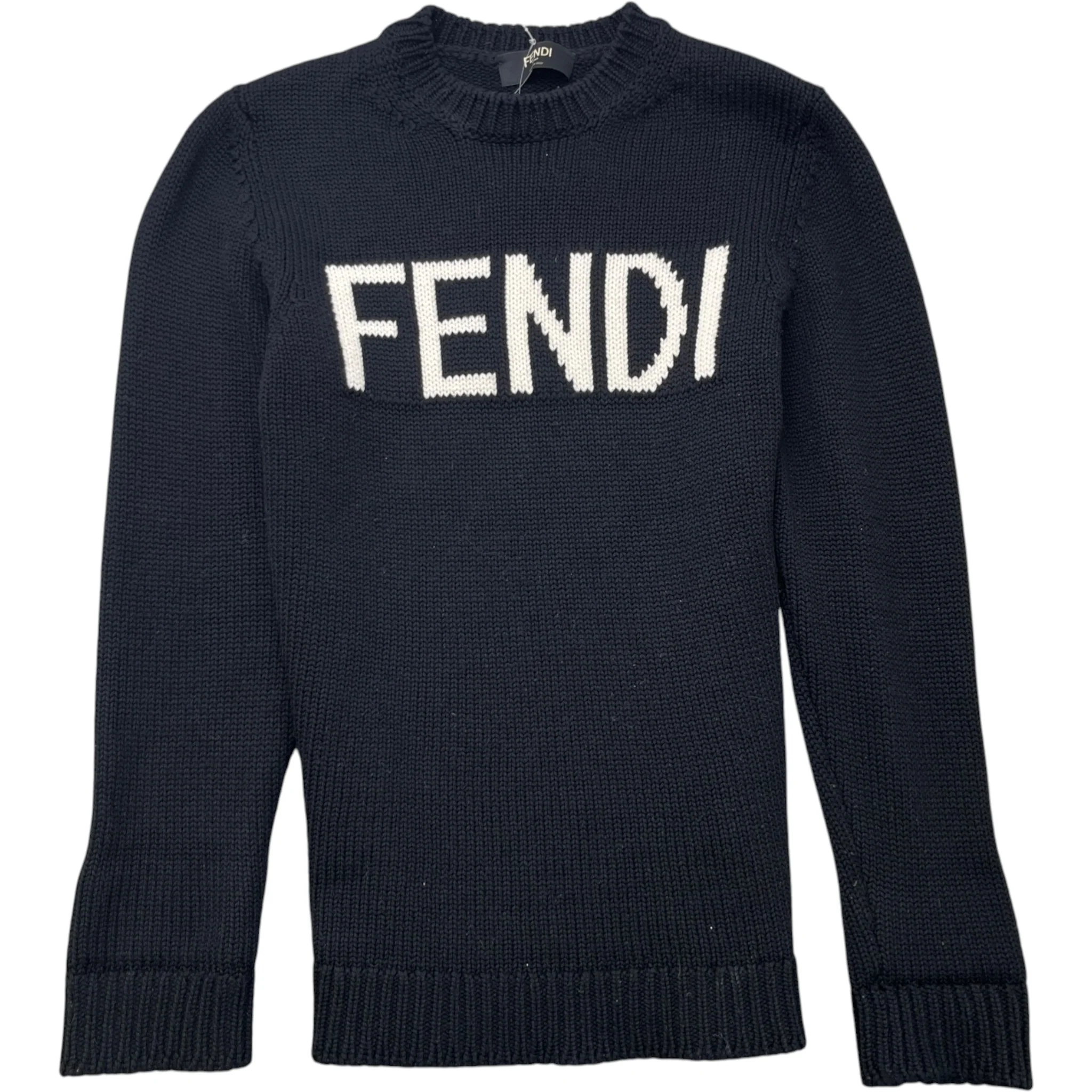 Men's Knitted Embroidered Logo Sweatshirt Black Size IT 46 / UK S