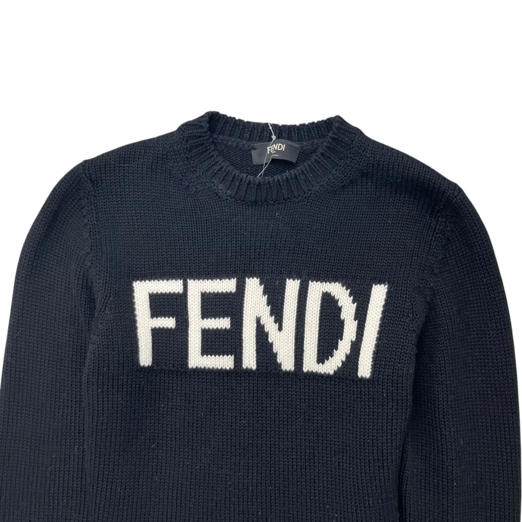 Men's Knitted Embroidered Logo Sweatshirt Black Size IT 46 / UK S - Image 5