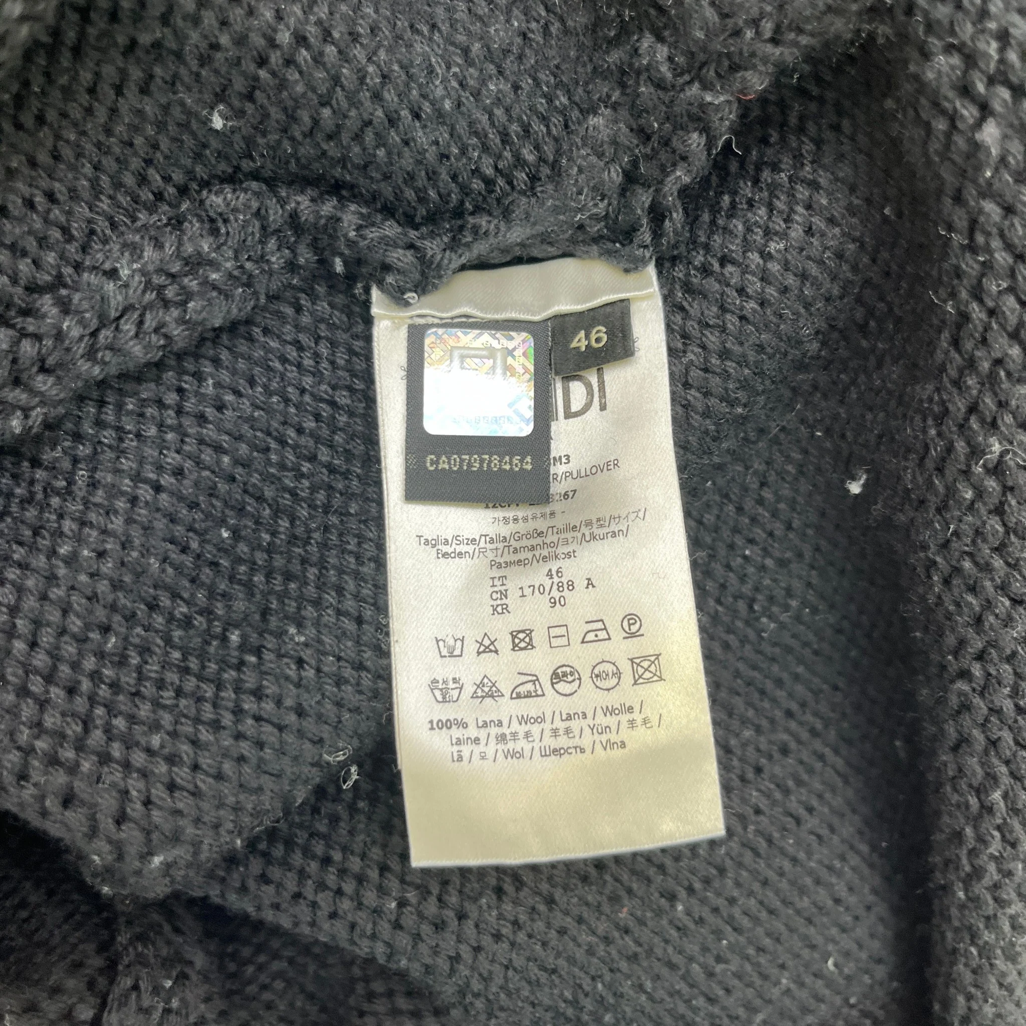 Men's Knitted Embroidered Logo Sweatshirt Black Size IT 46 / UK S - Image 6