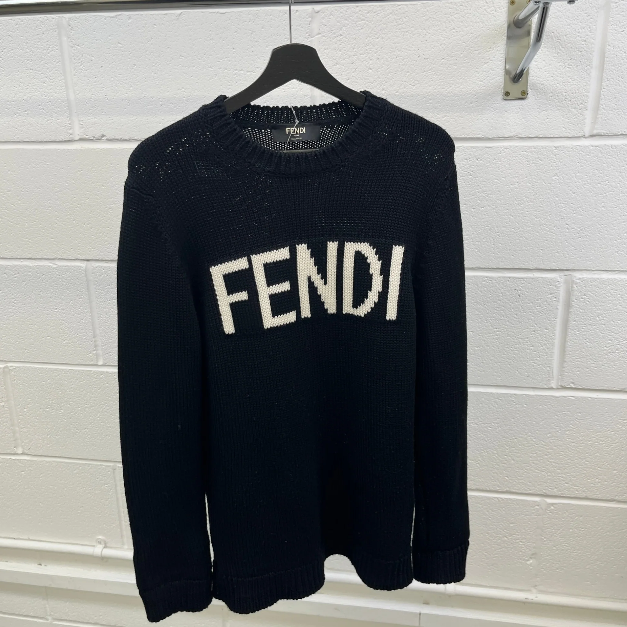 Men's Knitted Embroidered Logo Sweatshirt Black Size IT 46 / UK S - Image 8