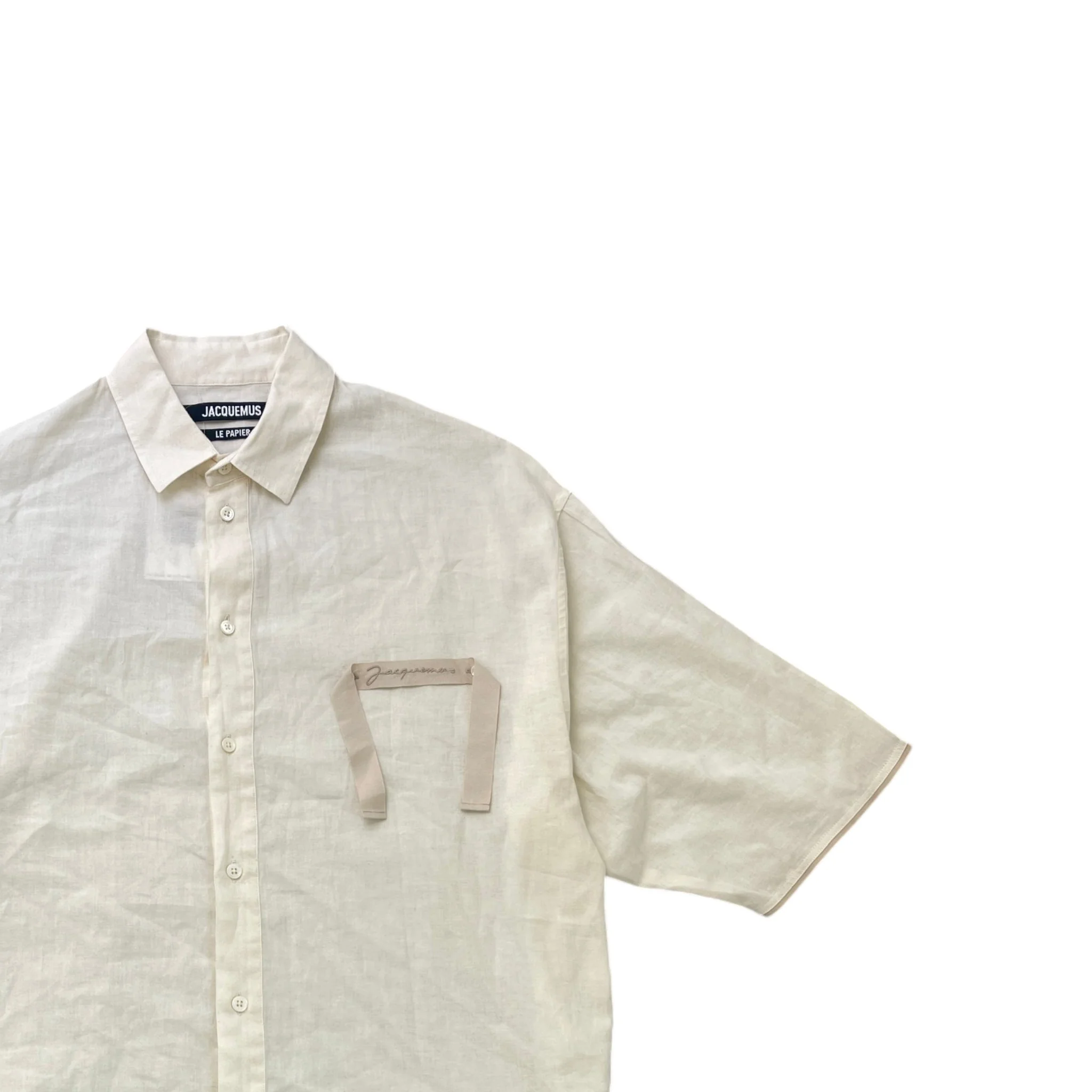 Men's Le Papier Short Sleeve Shirt Beige Size IT 48 / UK M - Image 3