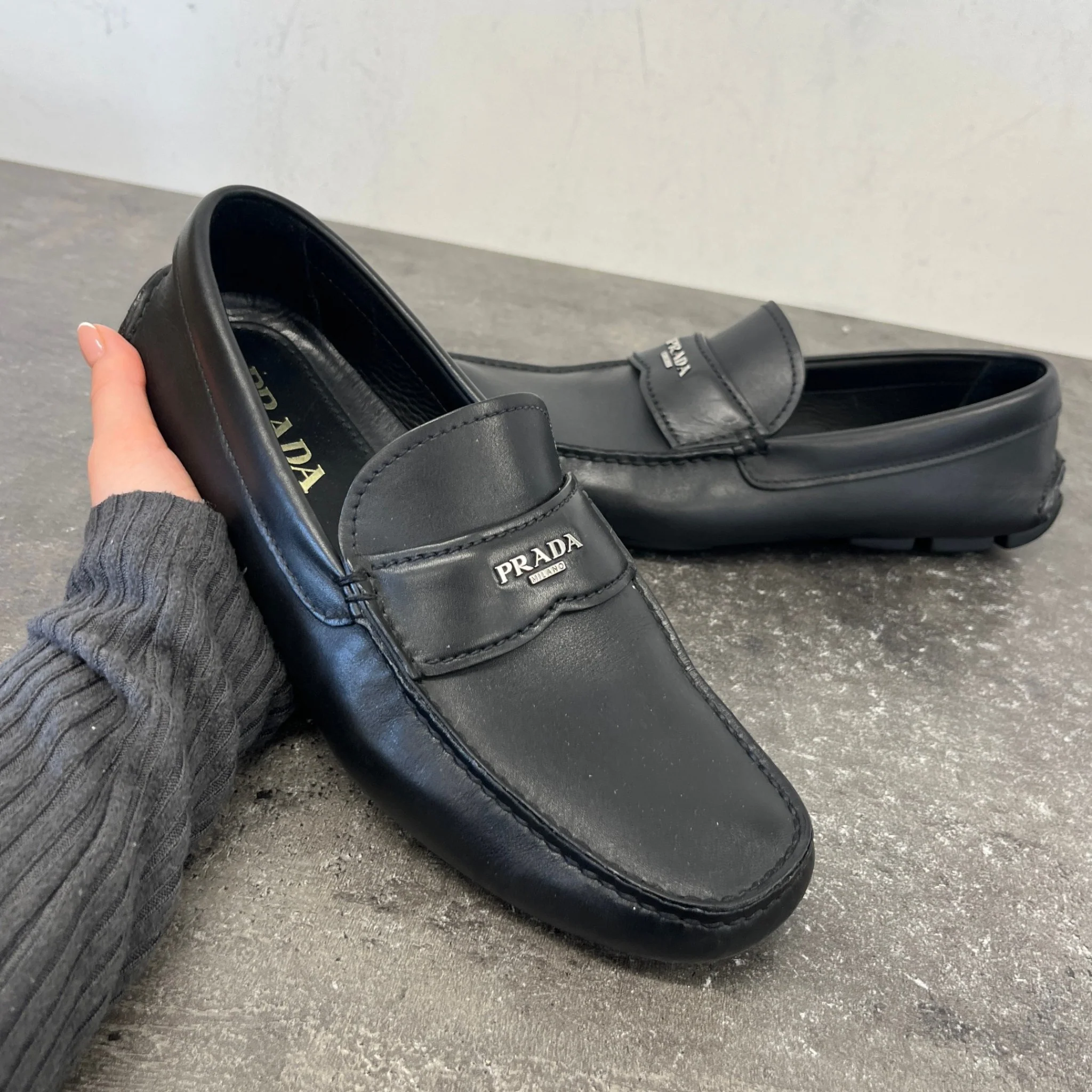Men's Leather Logo Loafers Black Size EU 41 / UK 7 - Image 12