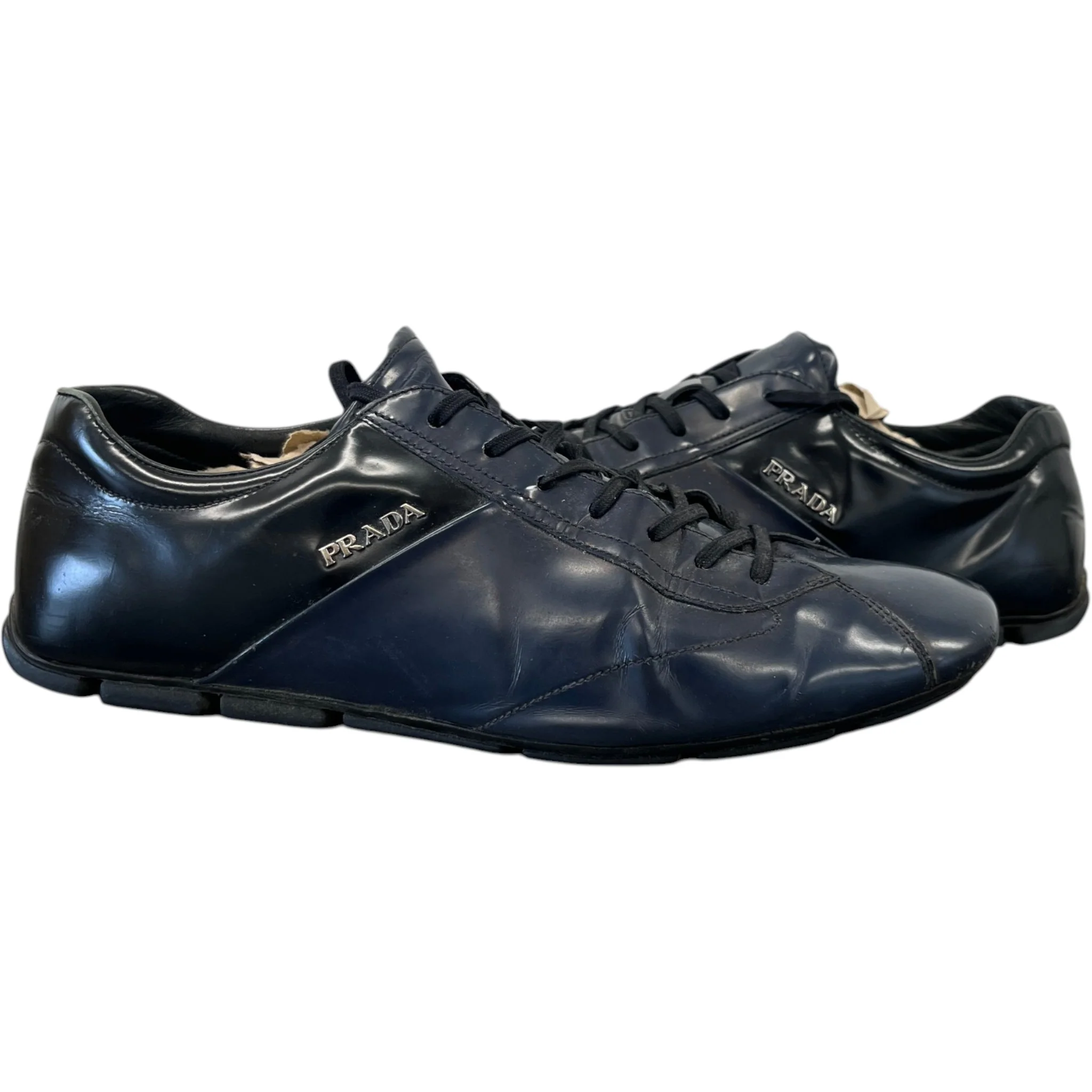 Men's Leather Logo Low Trainers Navy Size EU 40.5 / UK 6.5 - Image 3