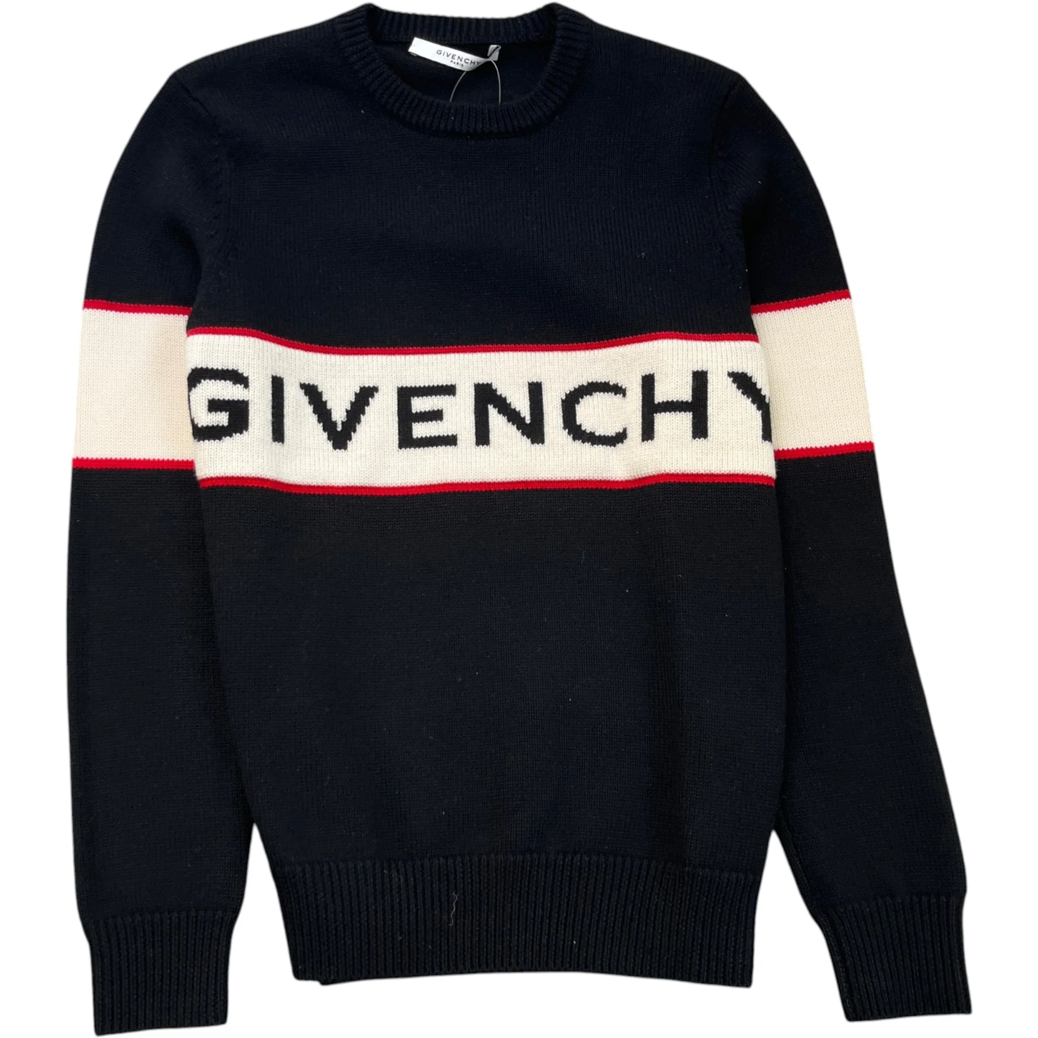 Men's Logo-Intarsia Jumper Black Size XS