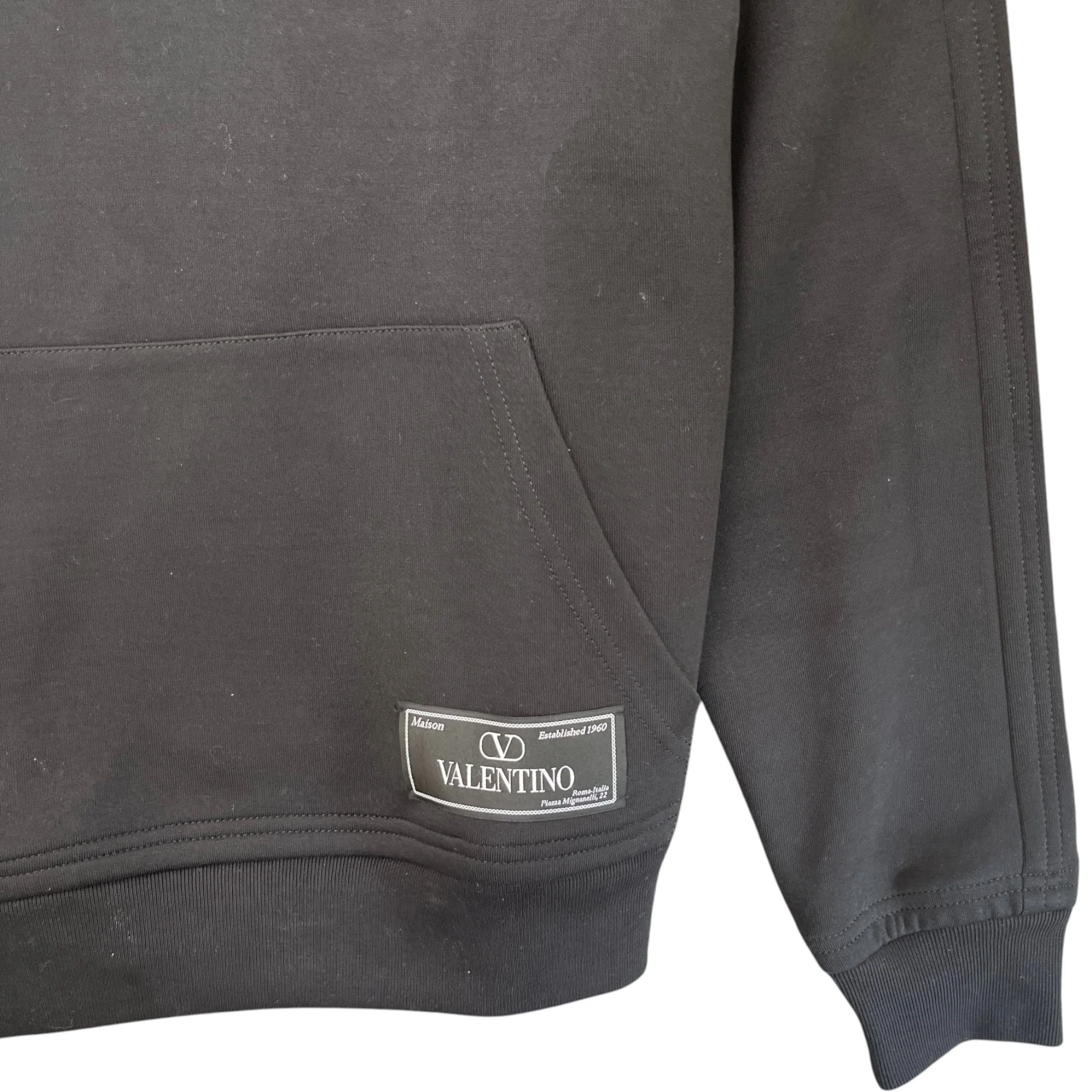 Men's Logo Patch Hoodie Black Size M - Image 5