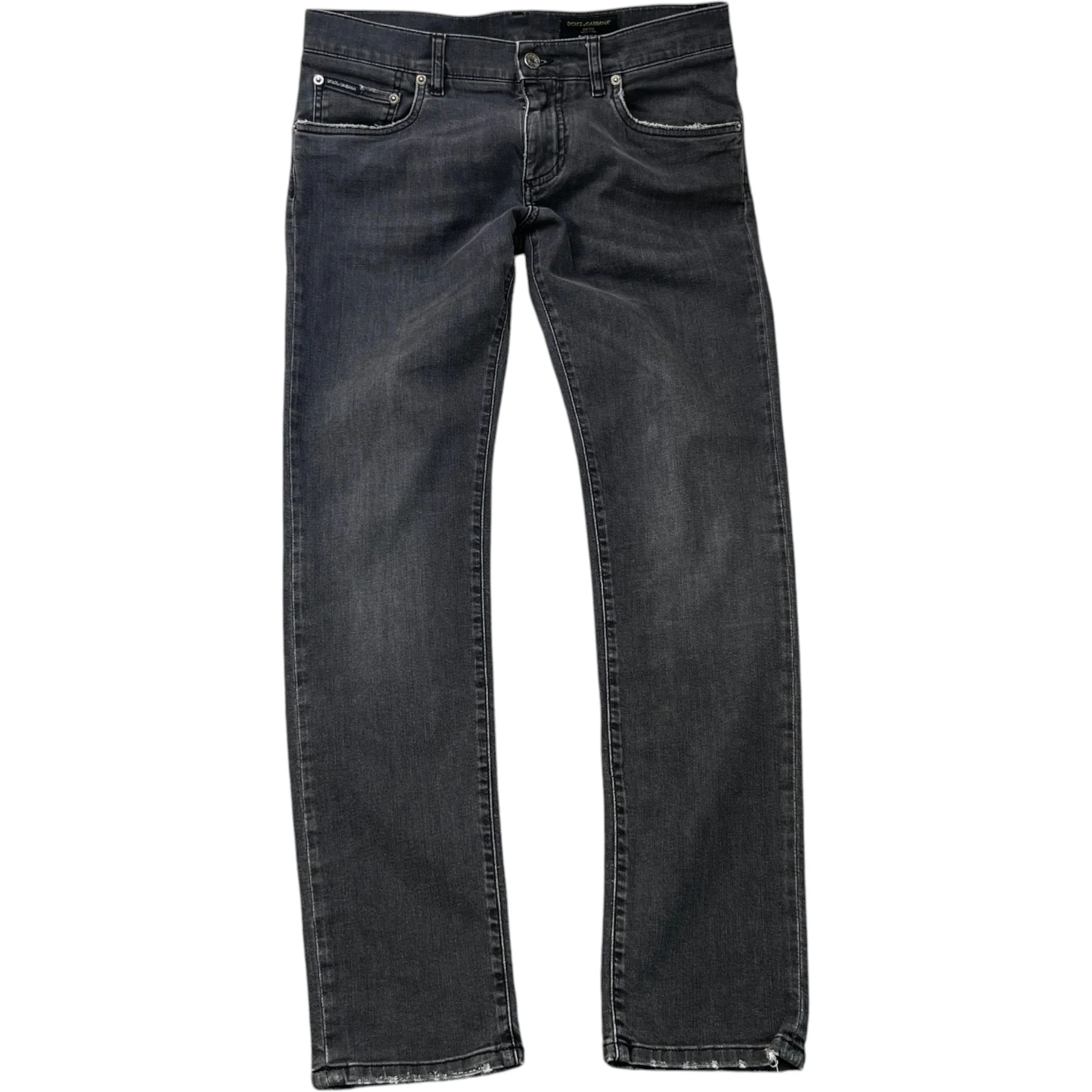 Men's Logo Patch Skinny Jeans Charcoal Size IT 48 / UK 32