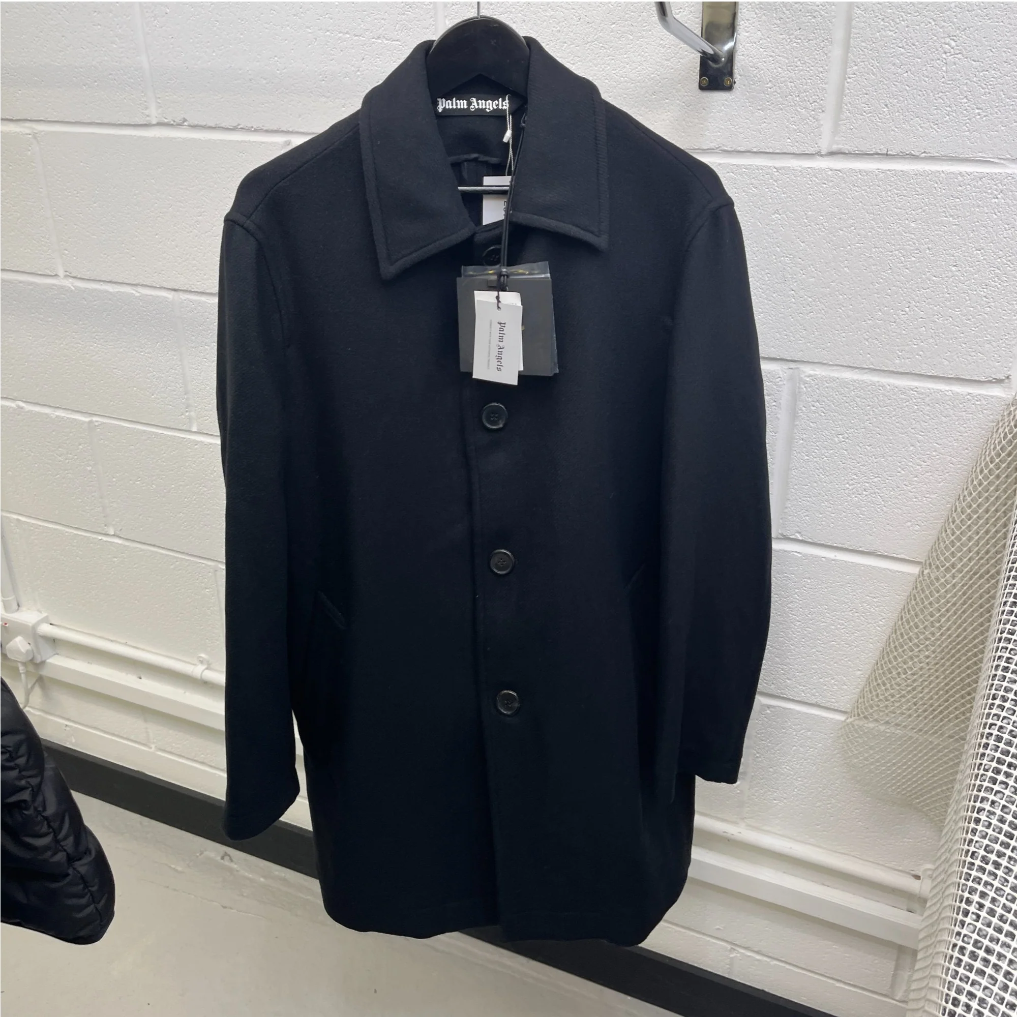 Men's Logo Print Button Up Trench Jacket Black Size IT 44 / XS - Image 7