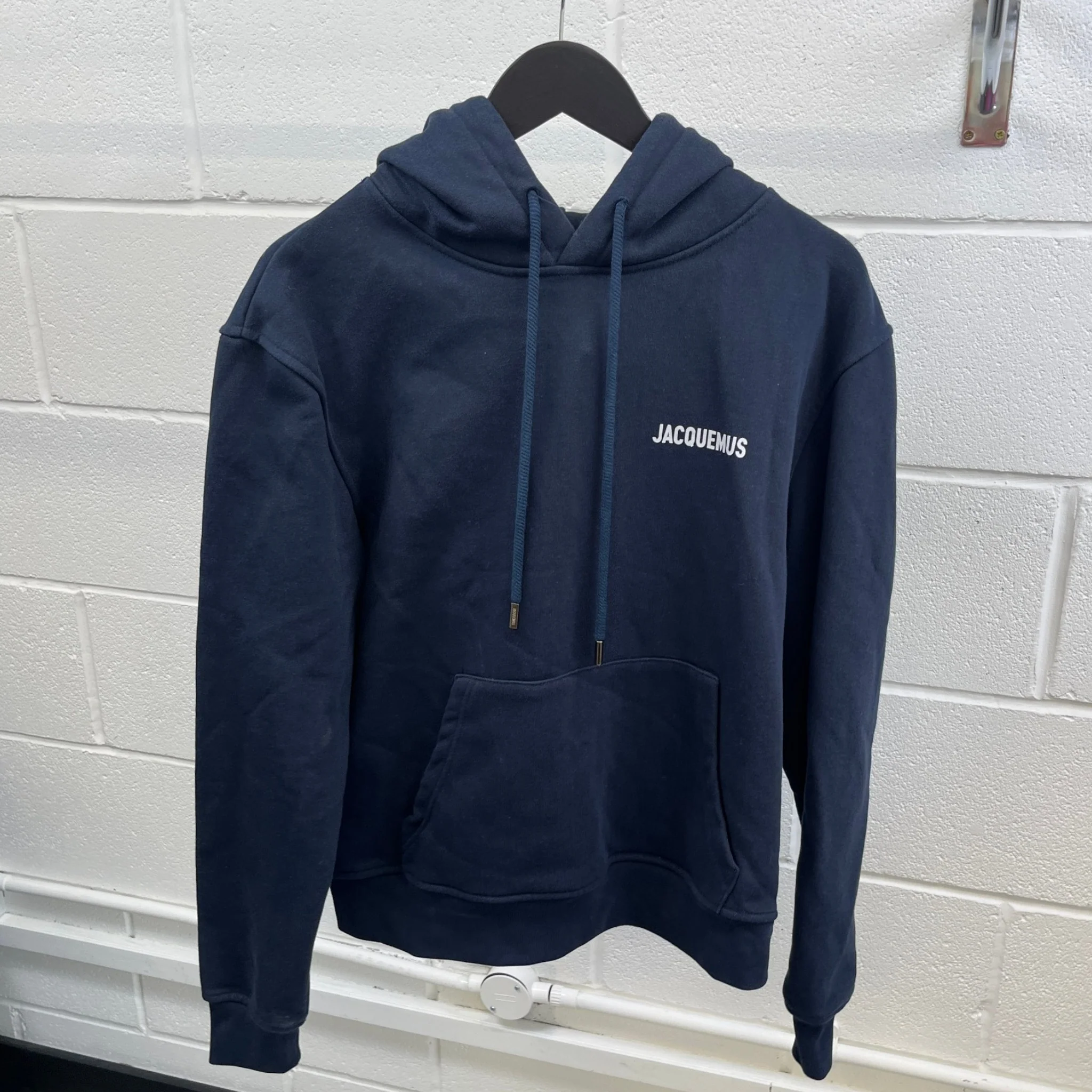 Men's Logo Print Hoodie Navy Size S - Image 8
