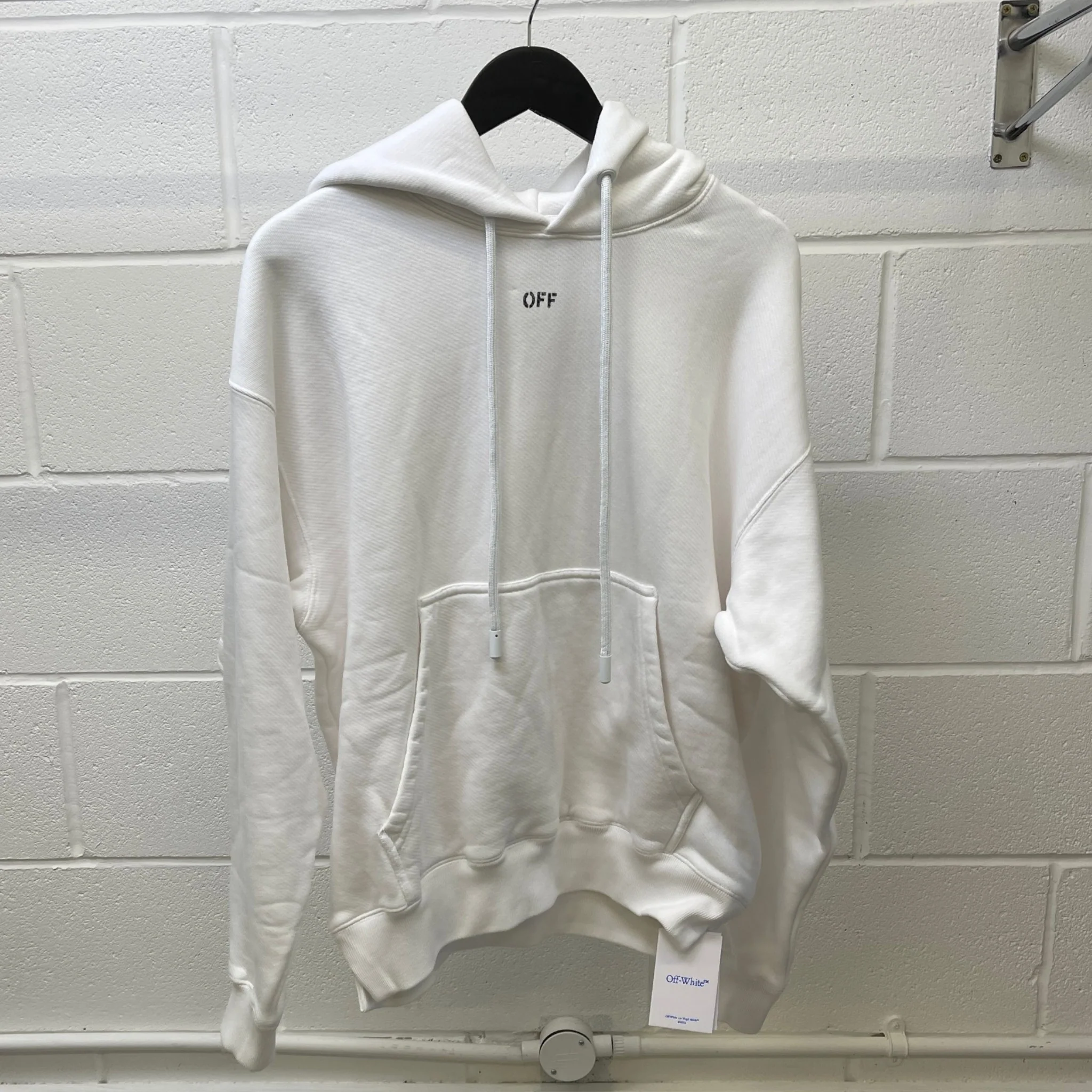Men's Logo Print Hoodie White Size S - Image 9
