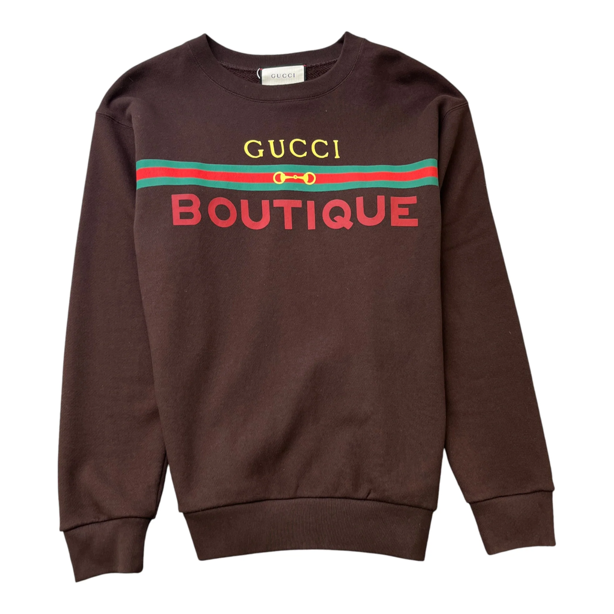 Men's Logo Print Jumper Brown Size M