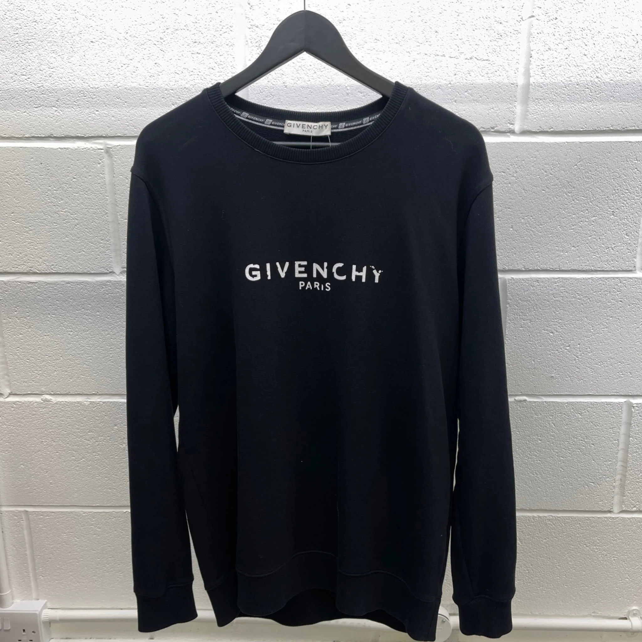 Men's Logo Print Sweatshirt Black Size S - Image 8