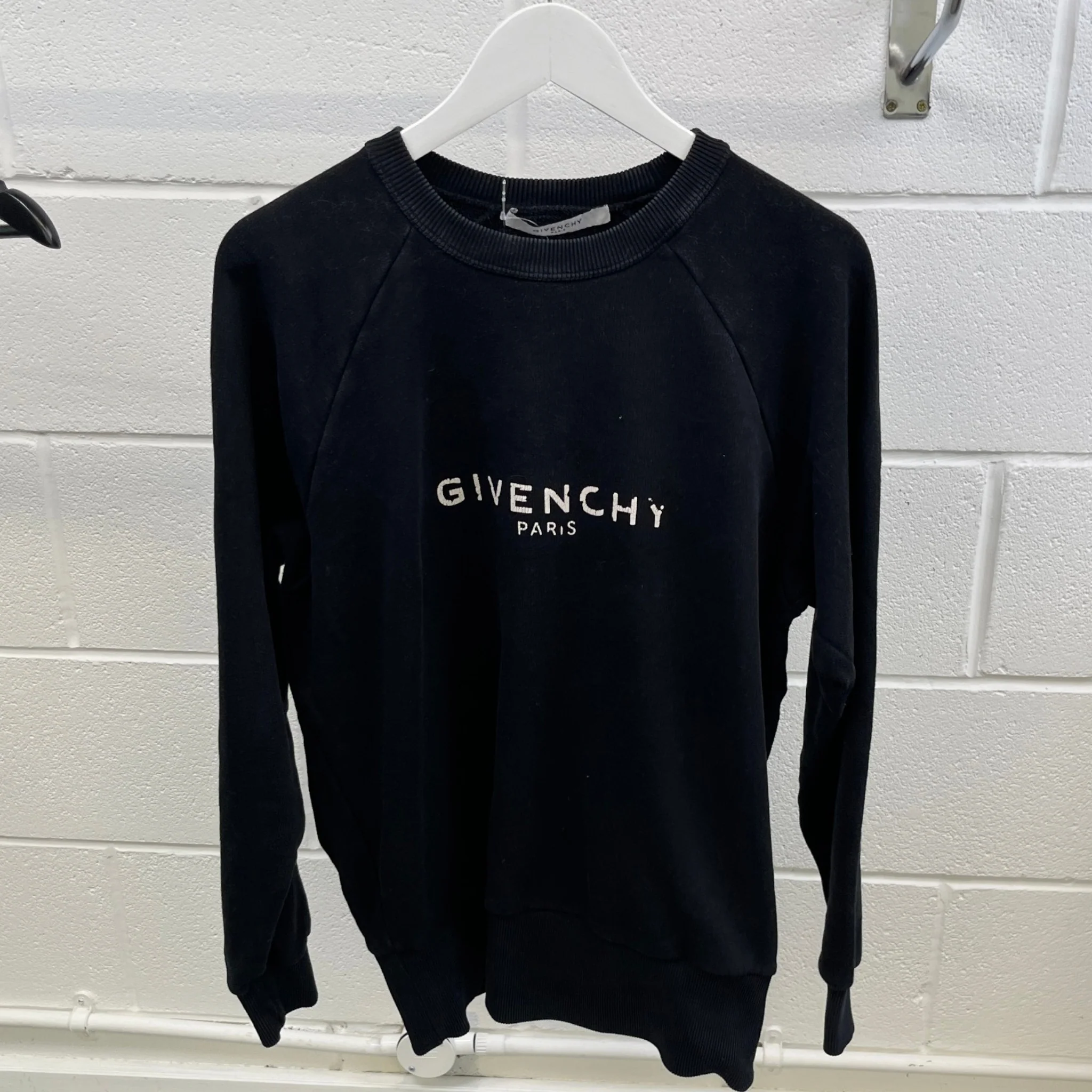 Men's Logo Print Sweatshirt Black Size S - Image 8