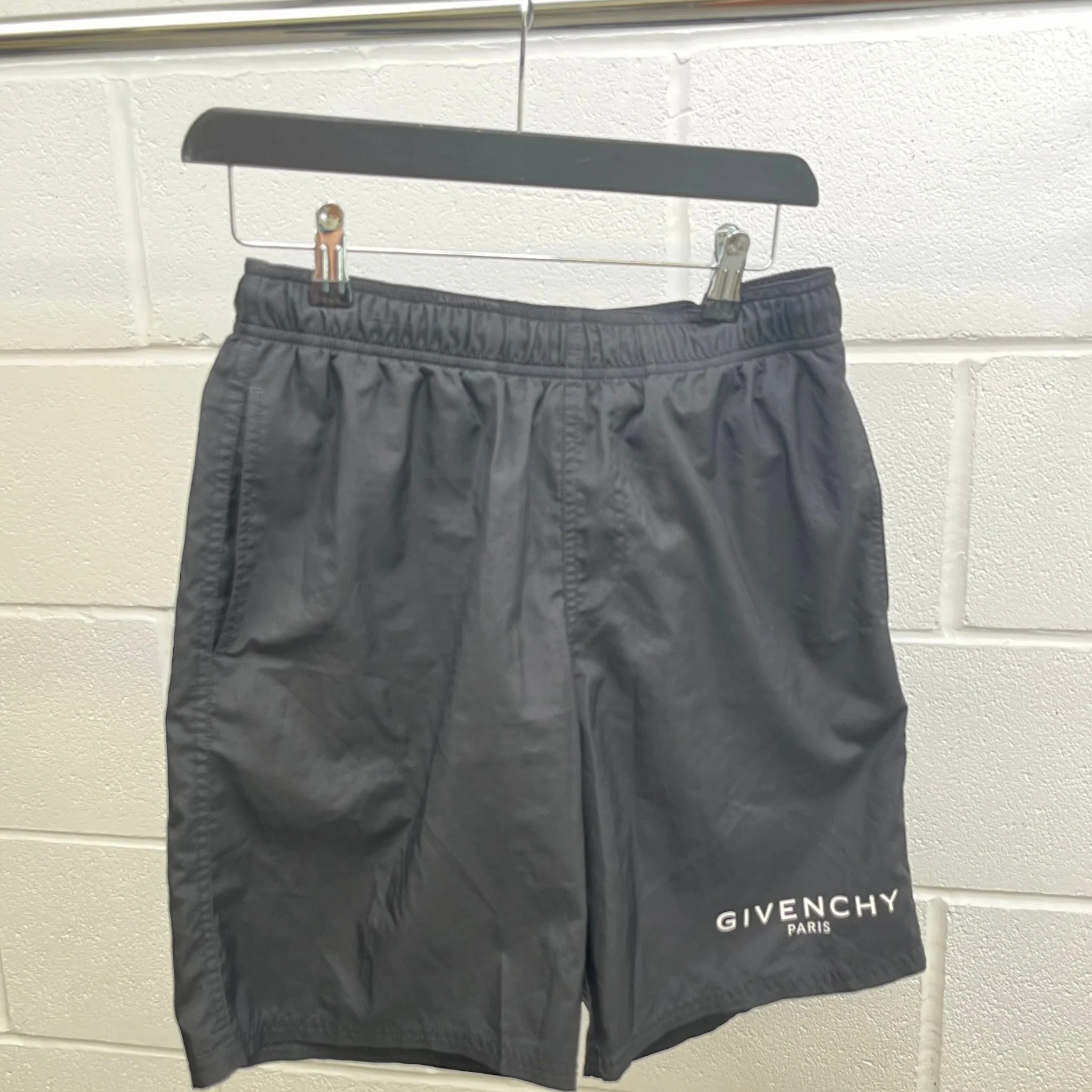 Men's Logo Print Swim Shorts Black Size M - Image 9