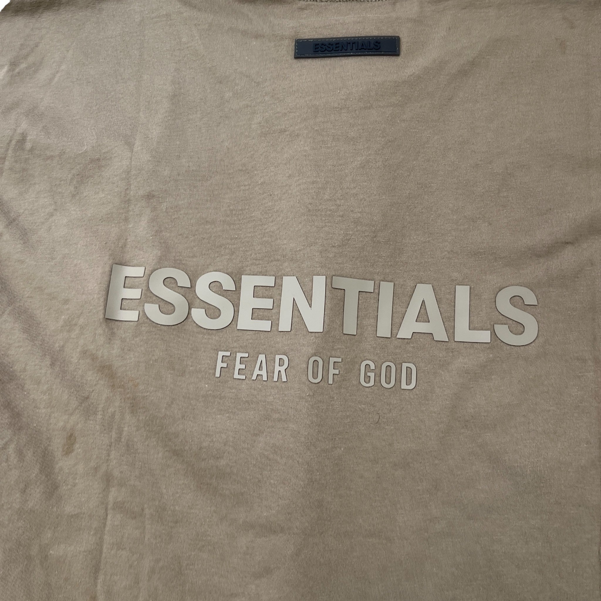 Men's Logo Print T-Shirt Khaki Size S - Image 6