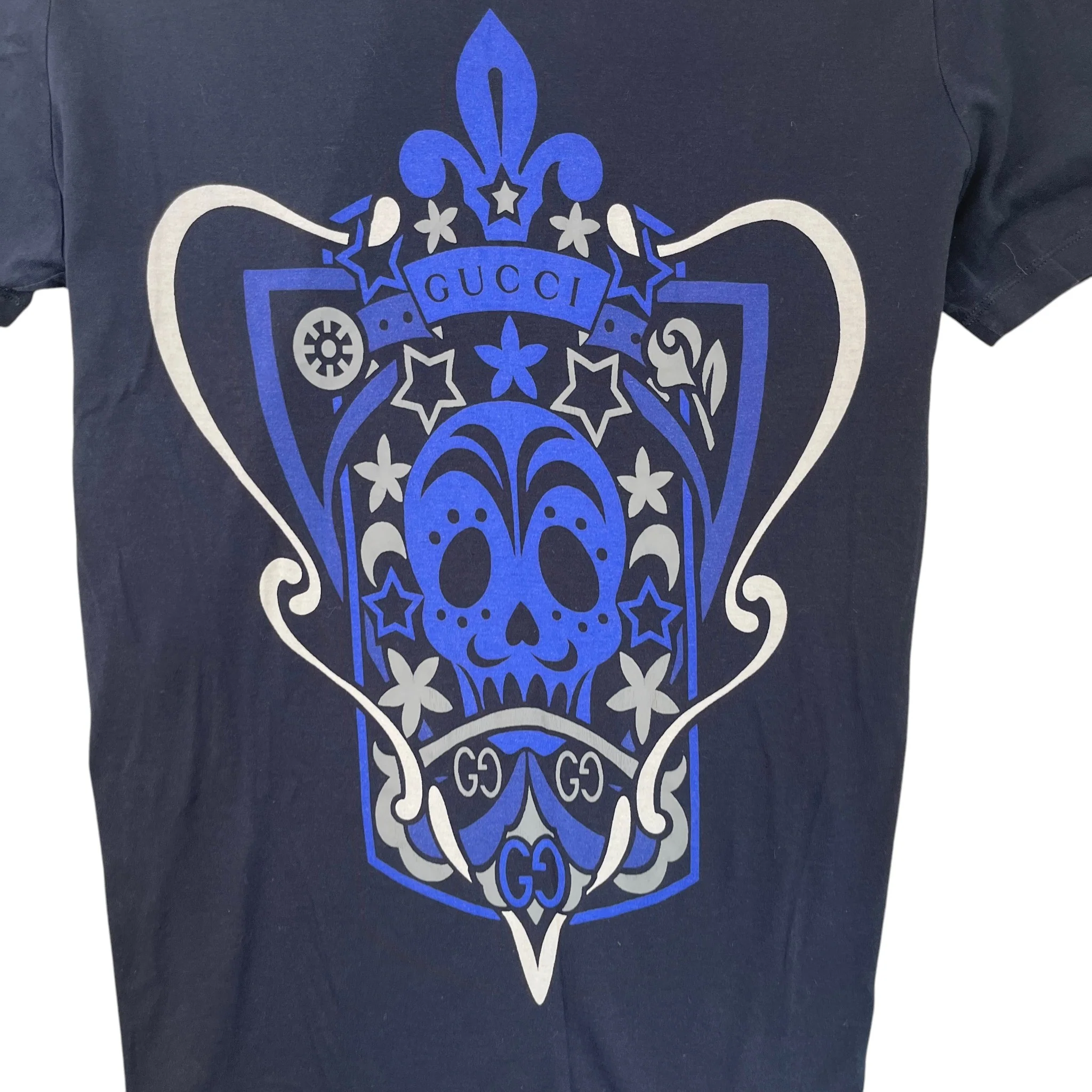 Men's Logo Print T-Shirt Navy Size L - Image 5