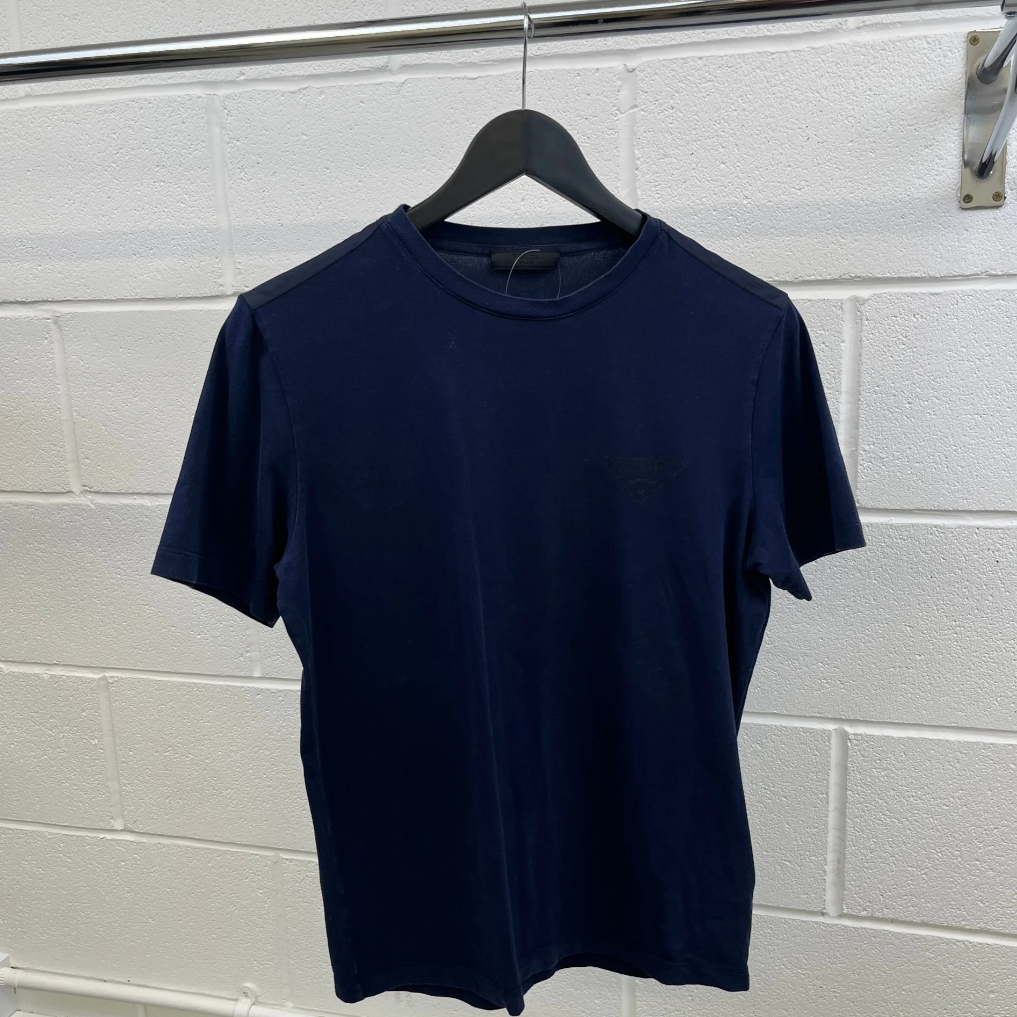 Men's Logo Print T-Shirt Navy Size S - Image 8