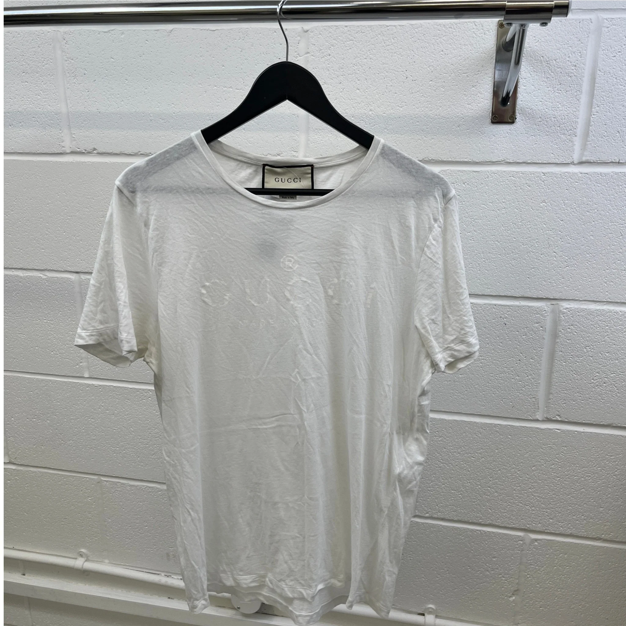 Men's Logo Print T-Shirt White Size L - Image 8