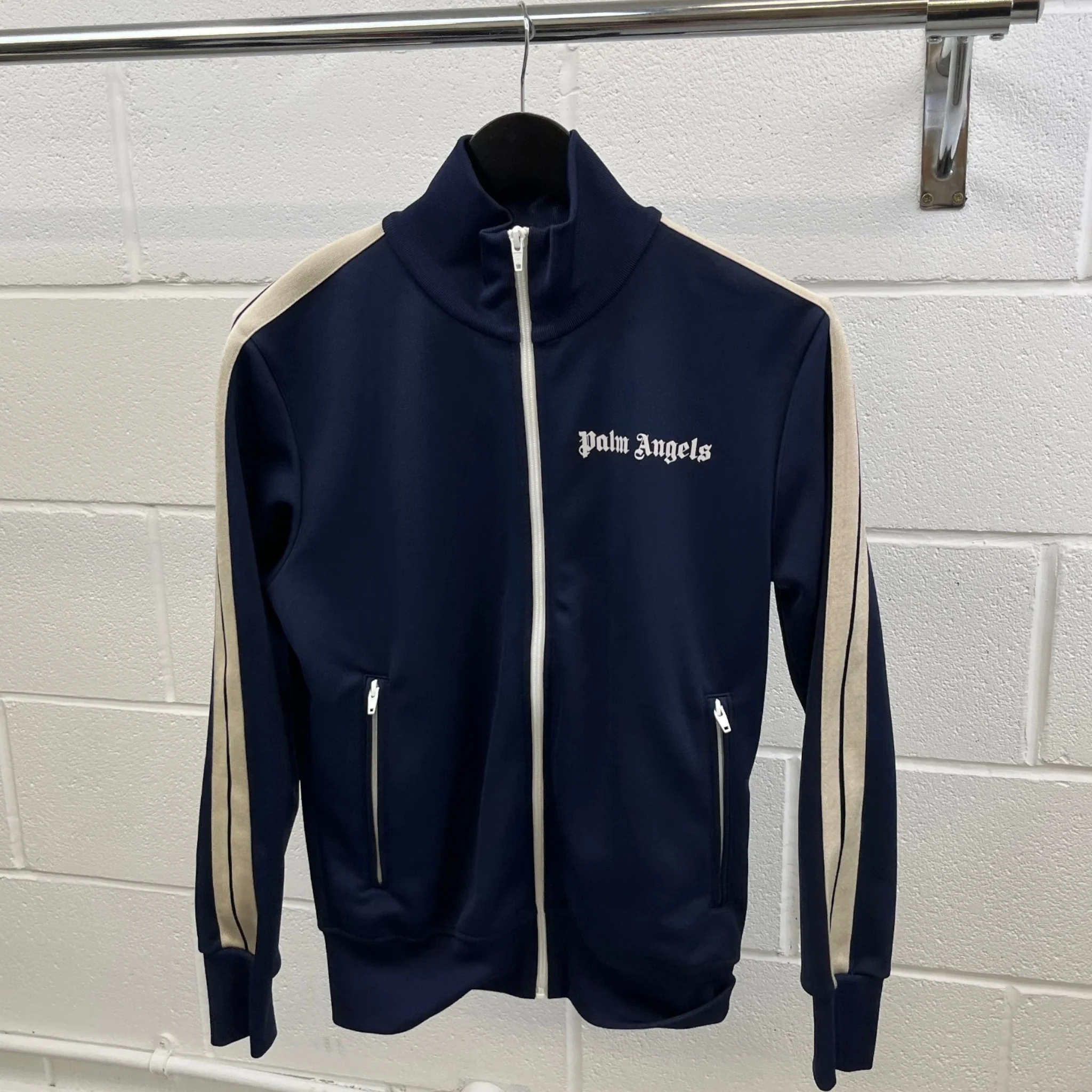 Men's Logo Print Track Jacket Navy Size S - Image 8