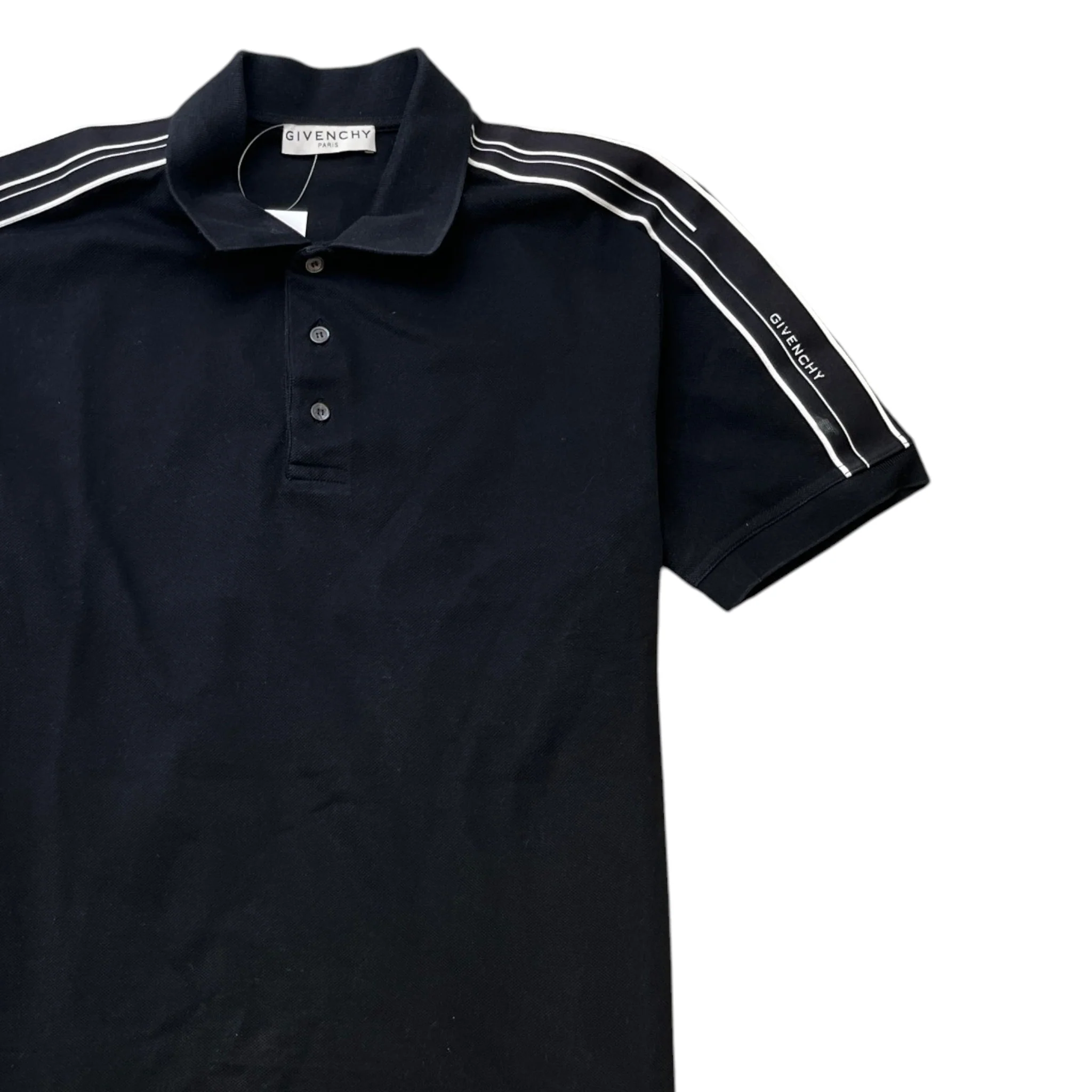 Men's Logo Strip Polo Shirt Black Size S - Image 3