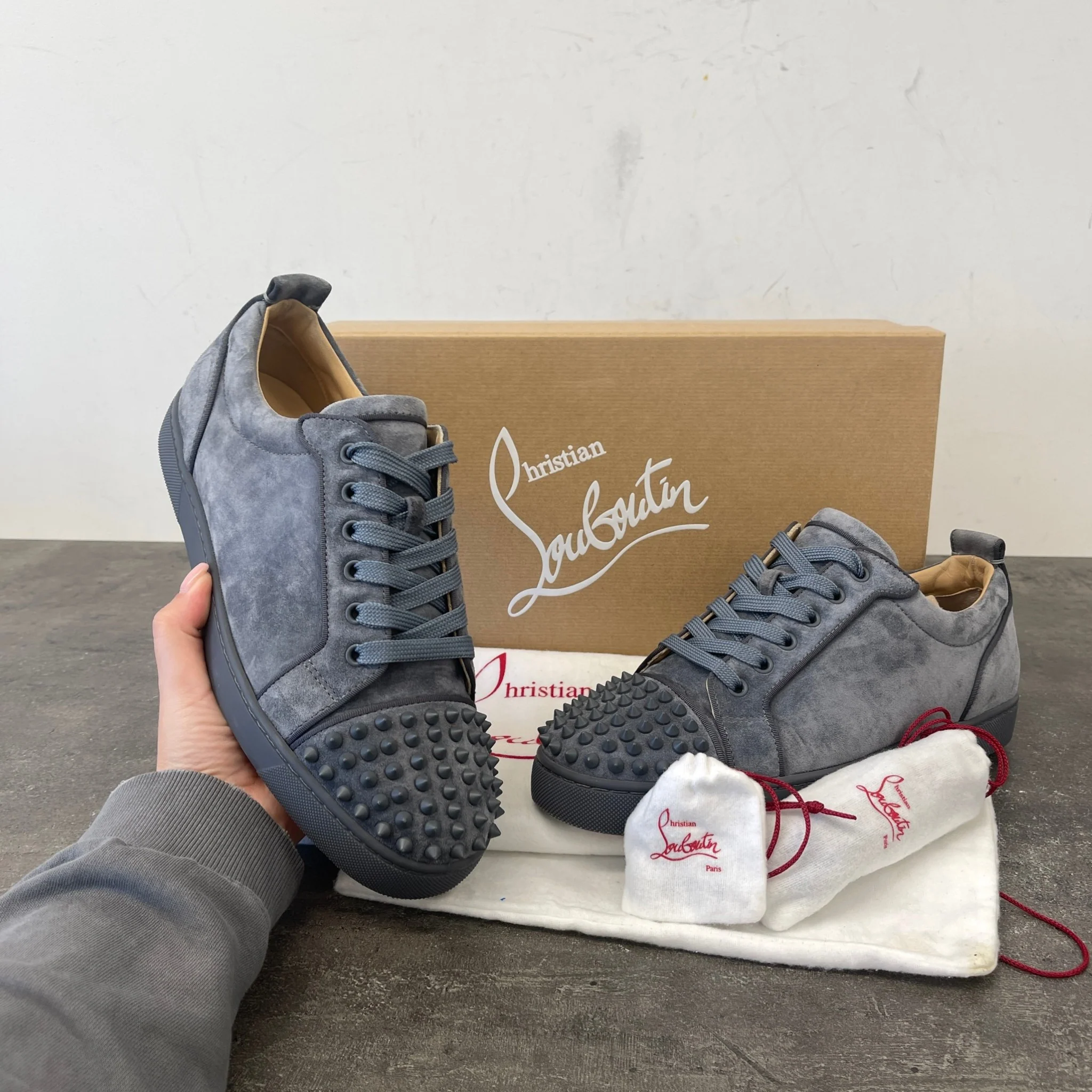 Men's Louis Junior Spike Flat Low Trainers Grey Size EU 42 / UK 8 - Image 12