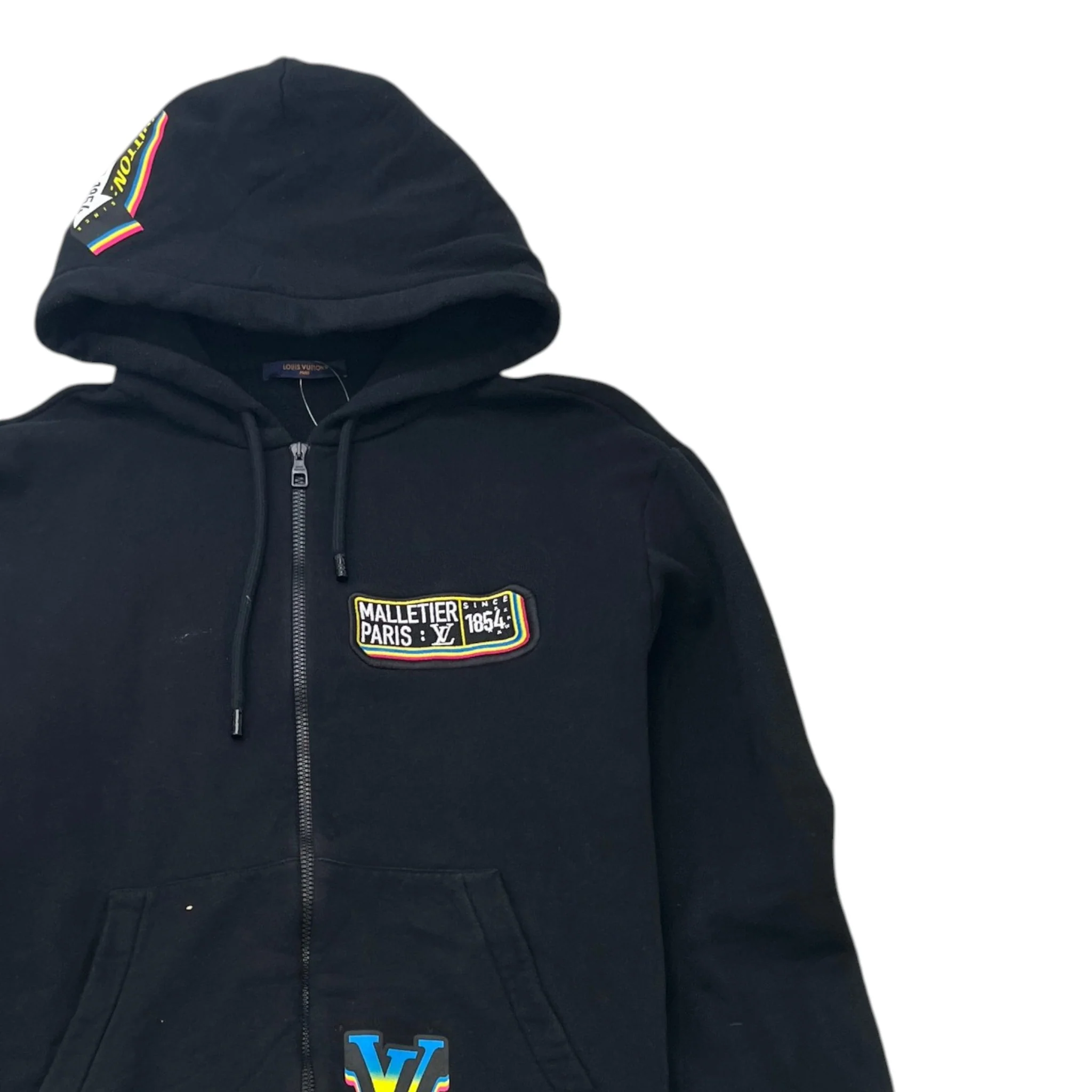 Men's Lv Malletier Zip Up Hoodie Black Size XL - Image 3