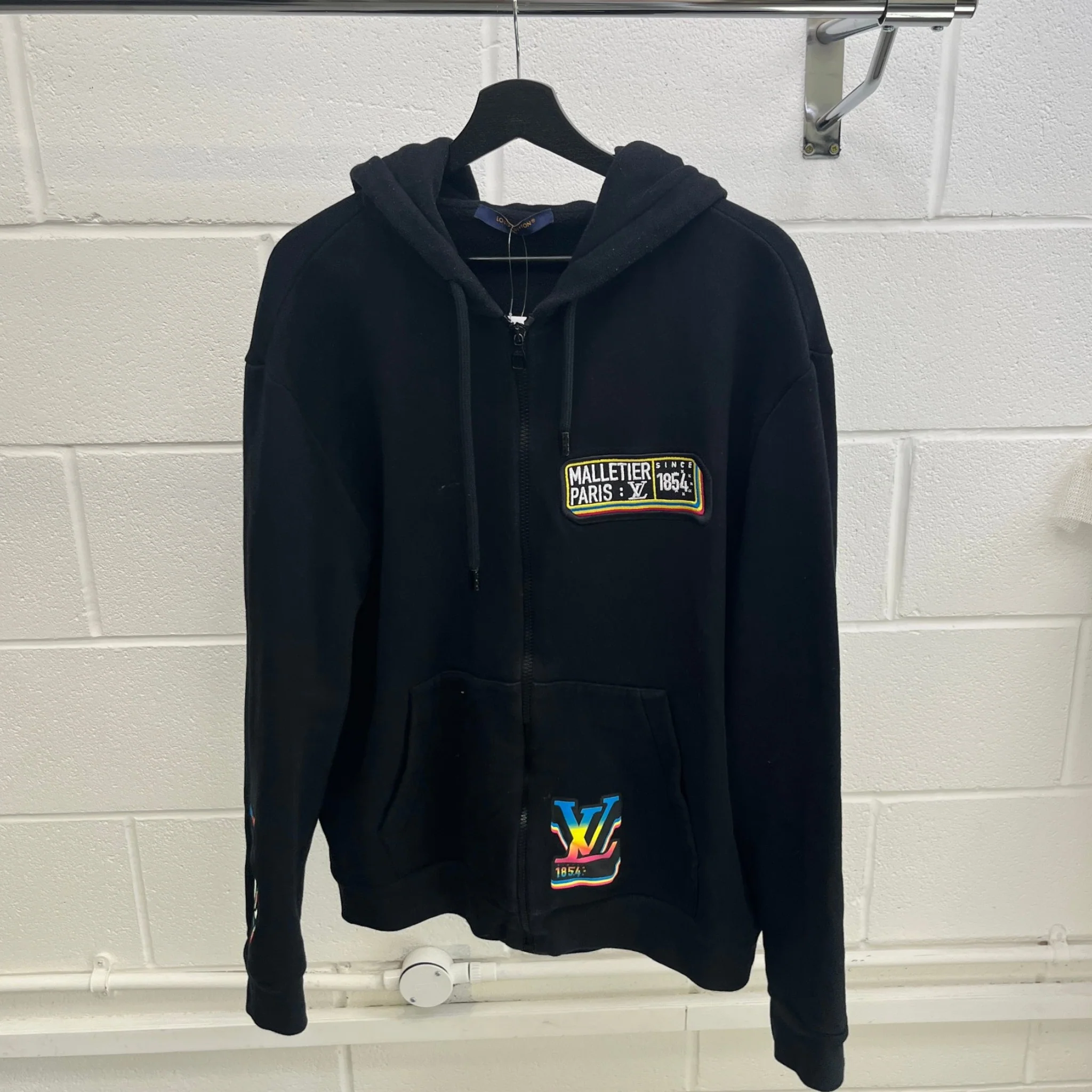 Men's Lv Malletier Zip Up Hoodie Black Size XL - Image 9