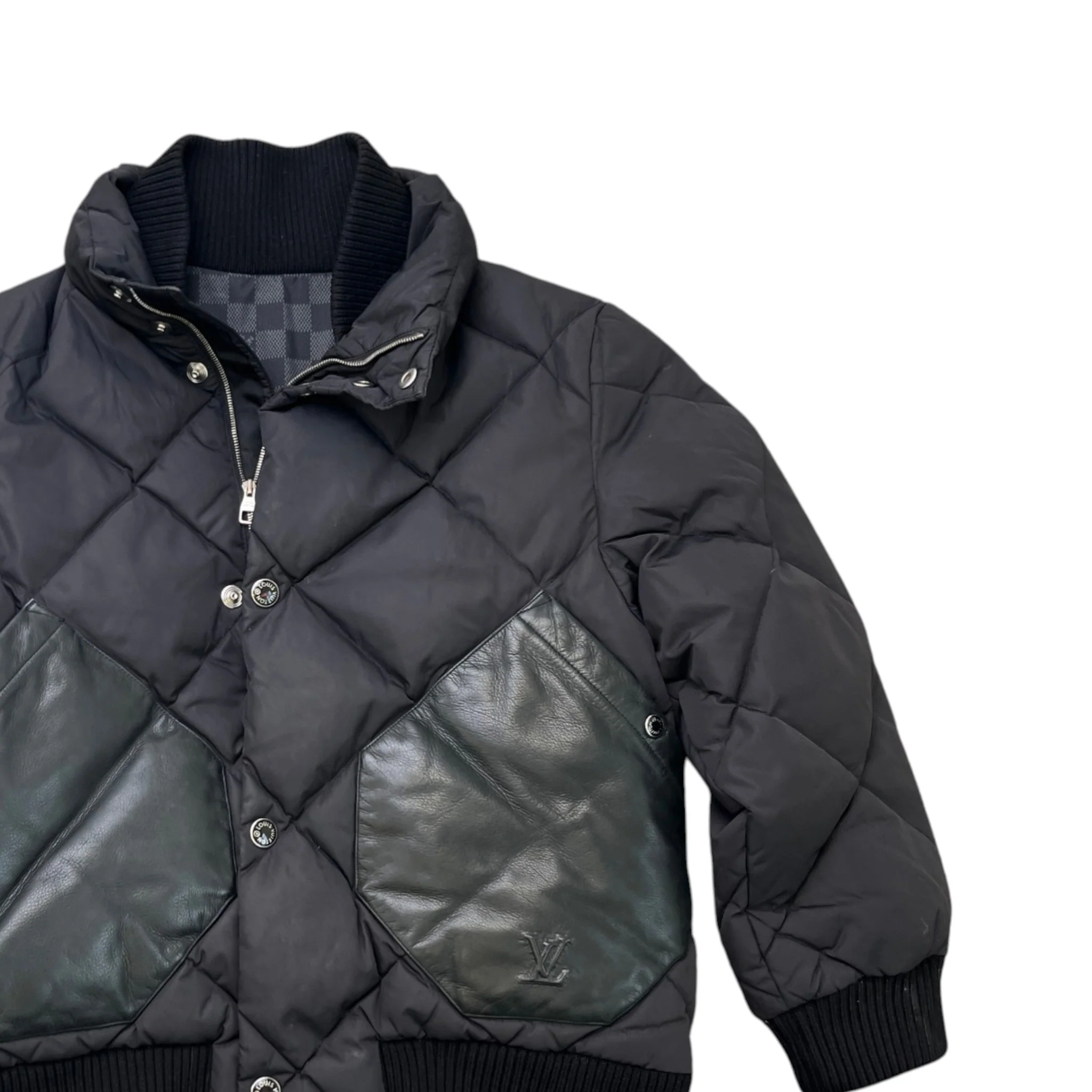 Men's Lv Quilted & Leather Kids Boys Age 6 Down Jacket Black Size XXS - Image 3
