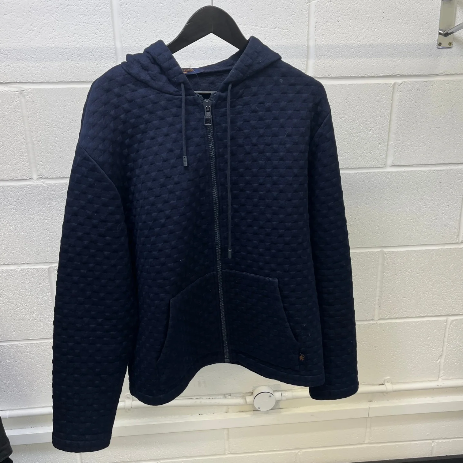 Men's Lvse Damier Hoodie Navy Size XL - Image 9
