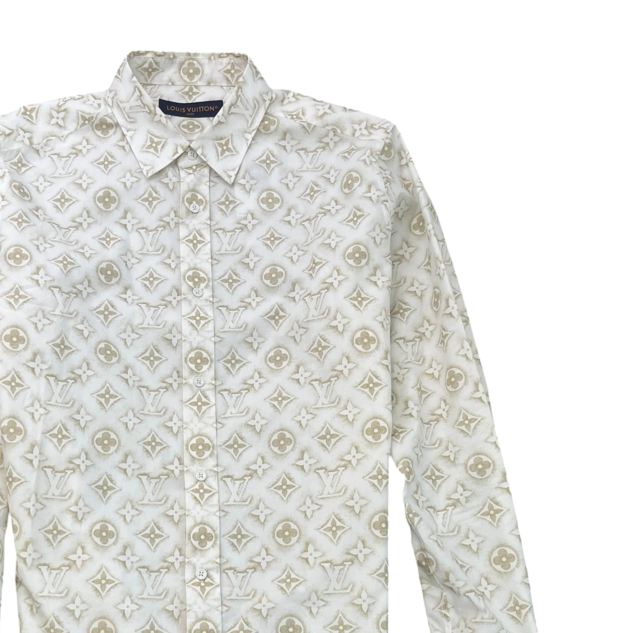 Men's Mahina Monogram Long Sleeve Shirt White Size XL - Image 3