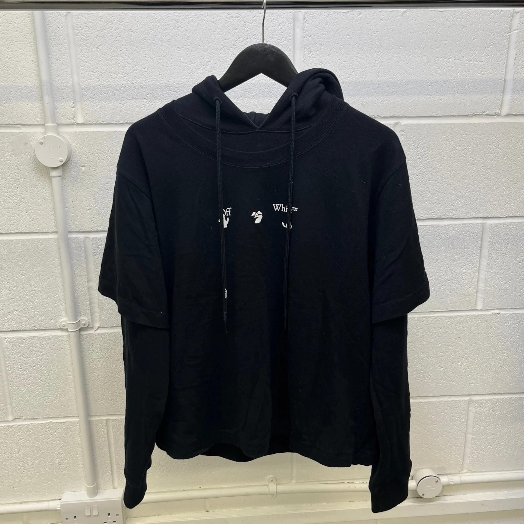 Men's Marker Arrows Layered Hoodie Black Size S - Image 10