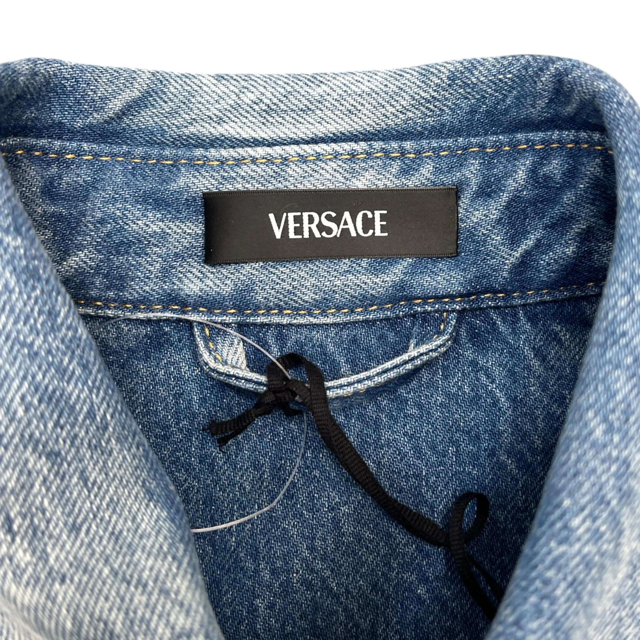 Men's Medusa Head Denim Long Sleeve Shirt Blue Size IT 46 / UK S - Image 5