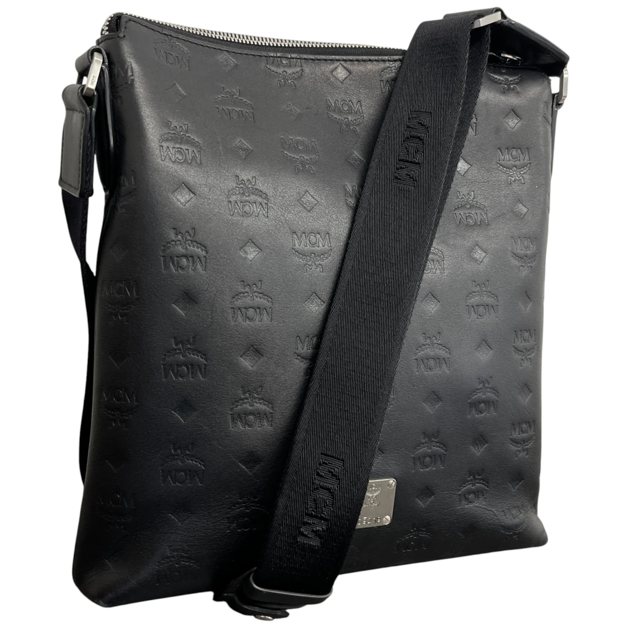 Men's Monogram Logo Messenger Bag Black - Image 4