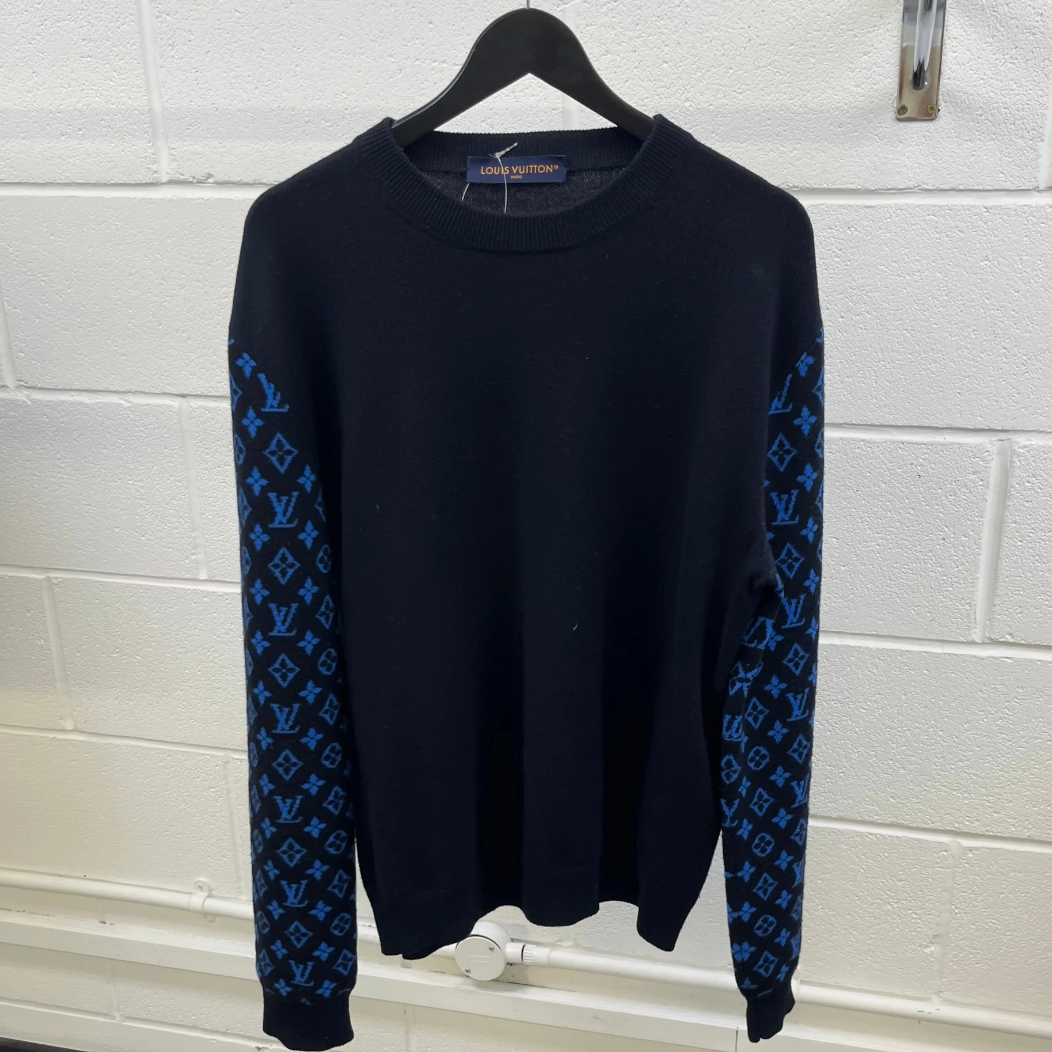 Men's Monogram Mix Cashmere Jumper Navy Size M - Image 8