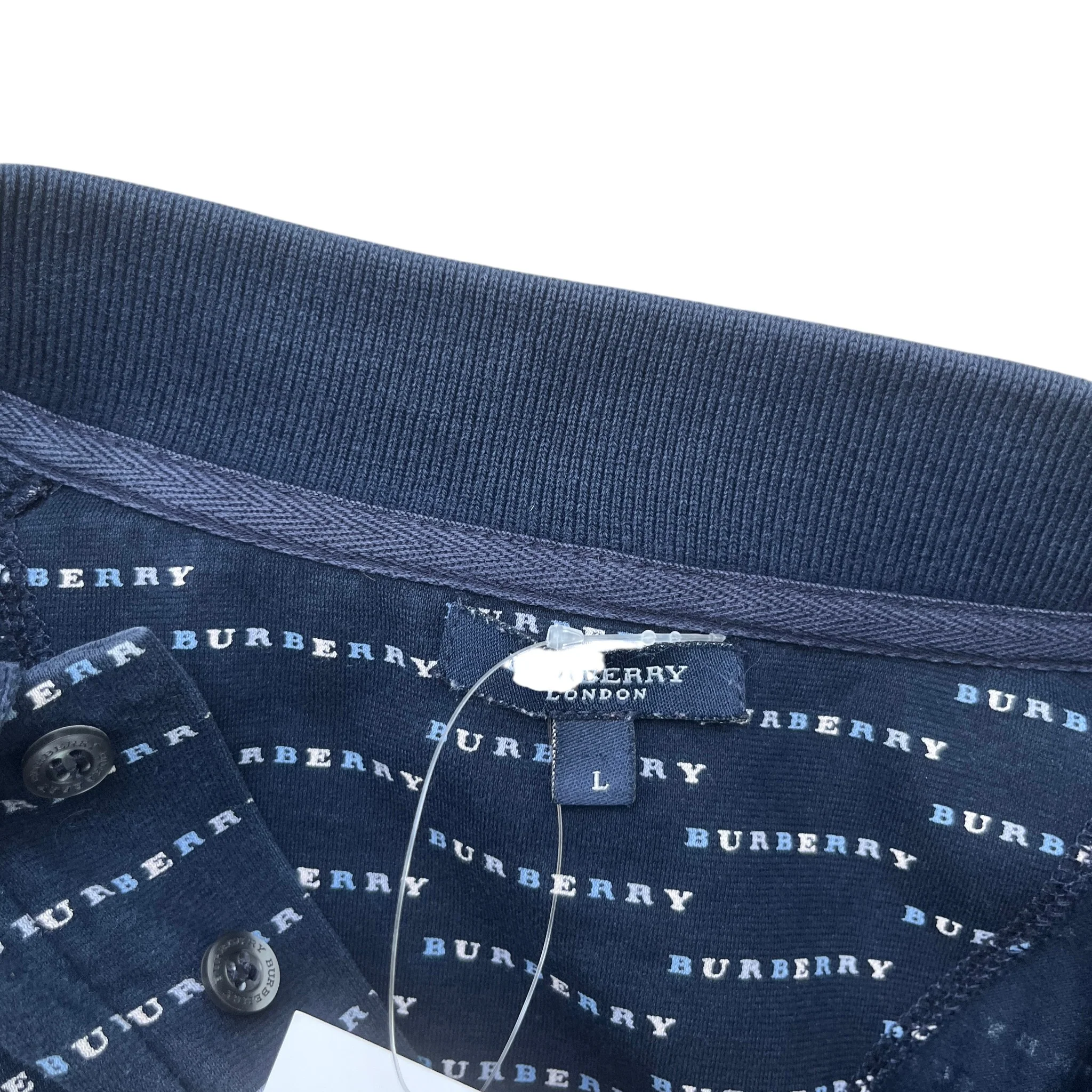 Men's Monogram Polo Shirt Navy Size L - Image 7