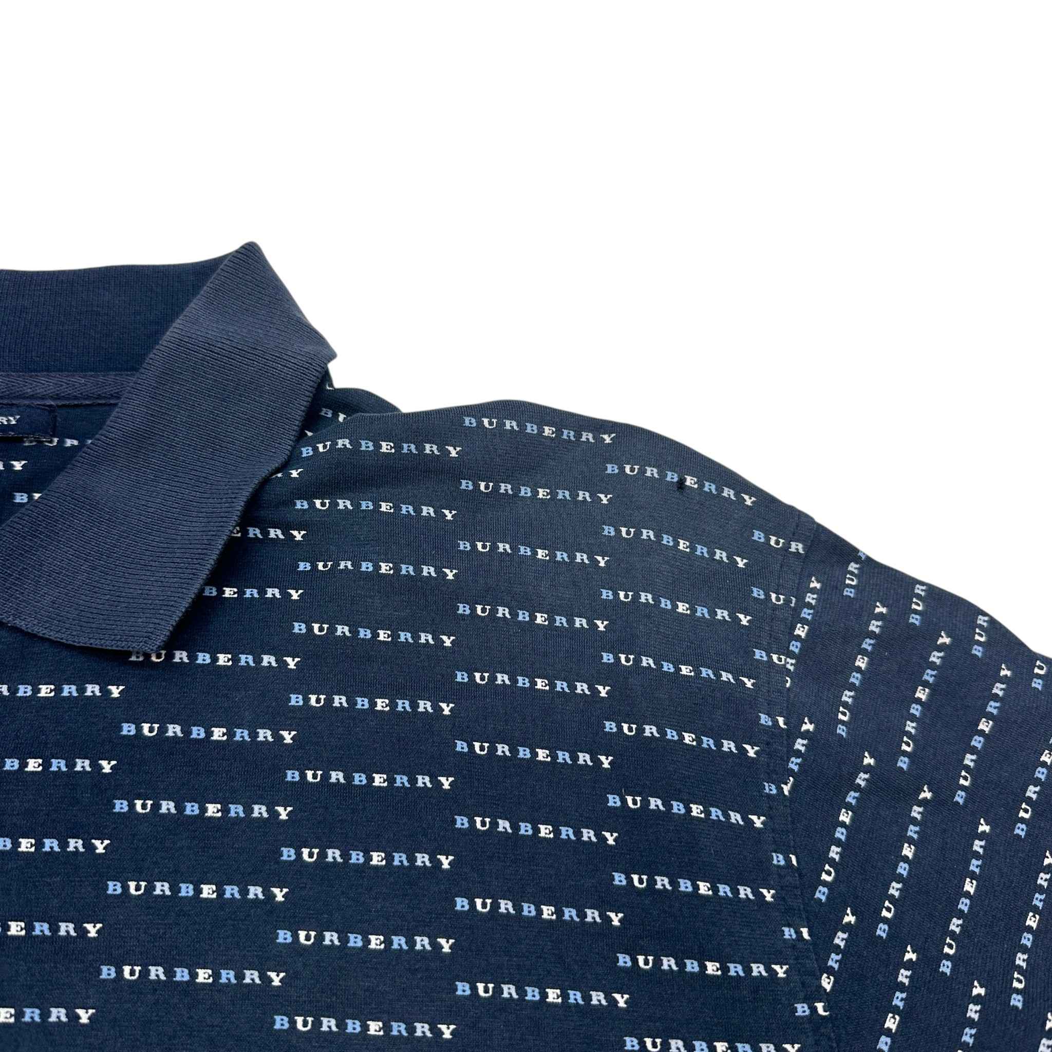 Men's Monogram Polo Shirt Navy Size L - Image 9