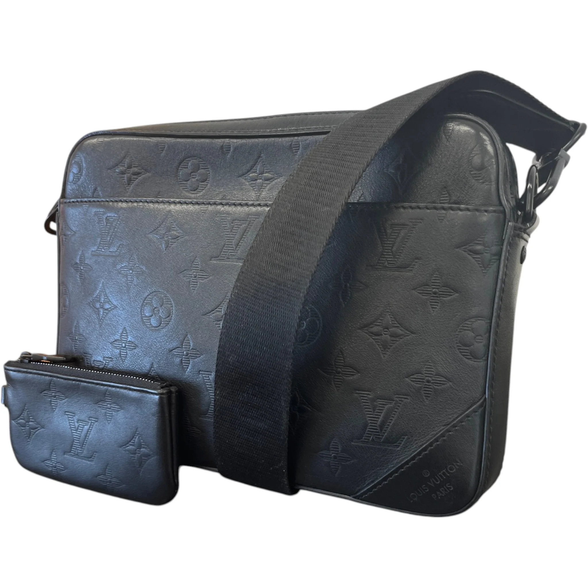 Men's Monogram Shadow Leather Duo Messenger Bag Black - Image 5