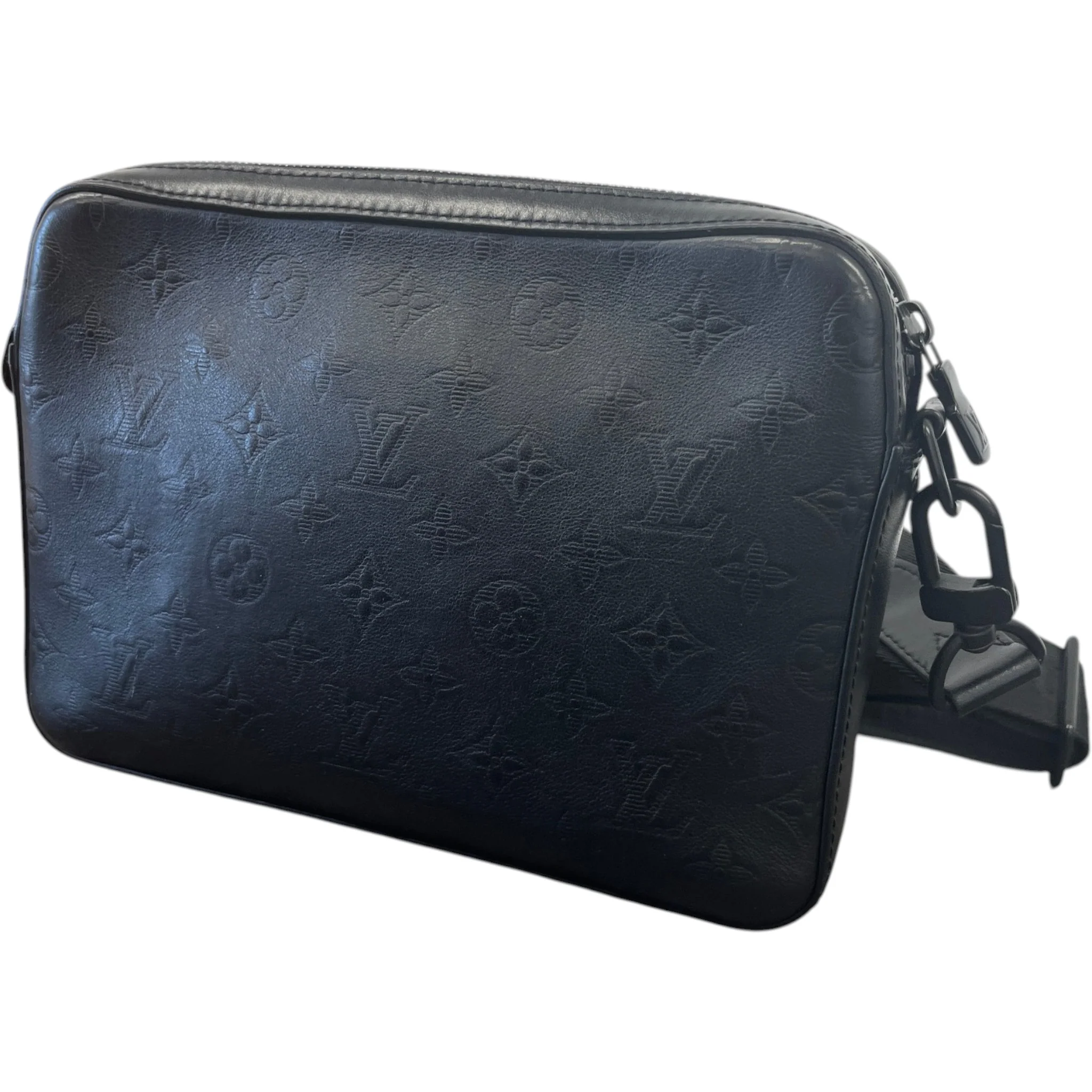 Men's Monogram Shadow Leather Duo Messenger Bag Black - Image 9