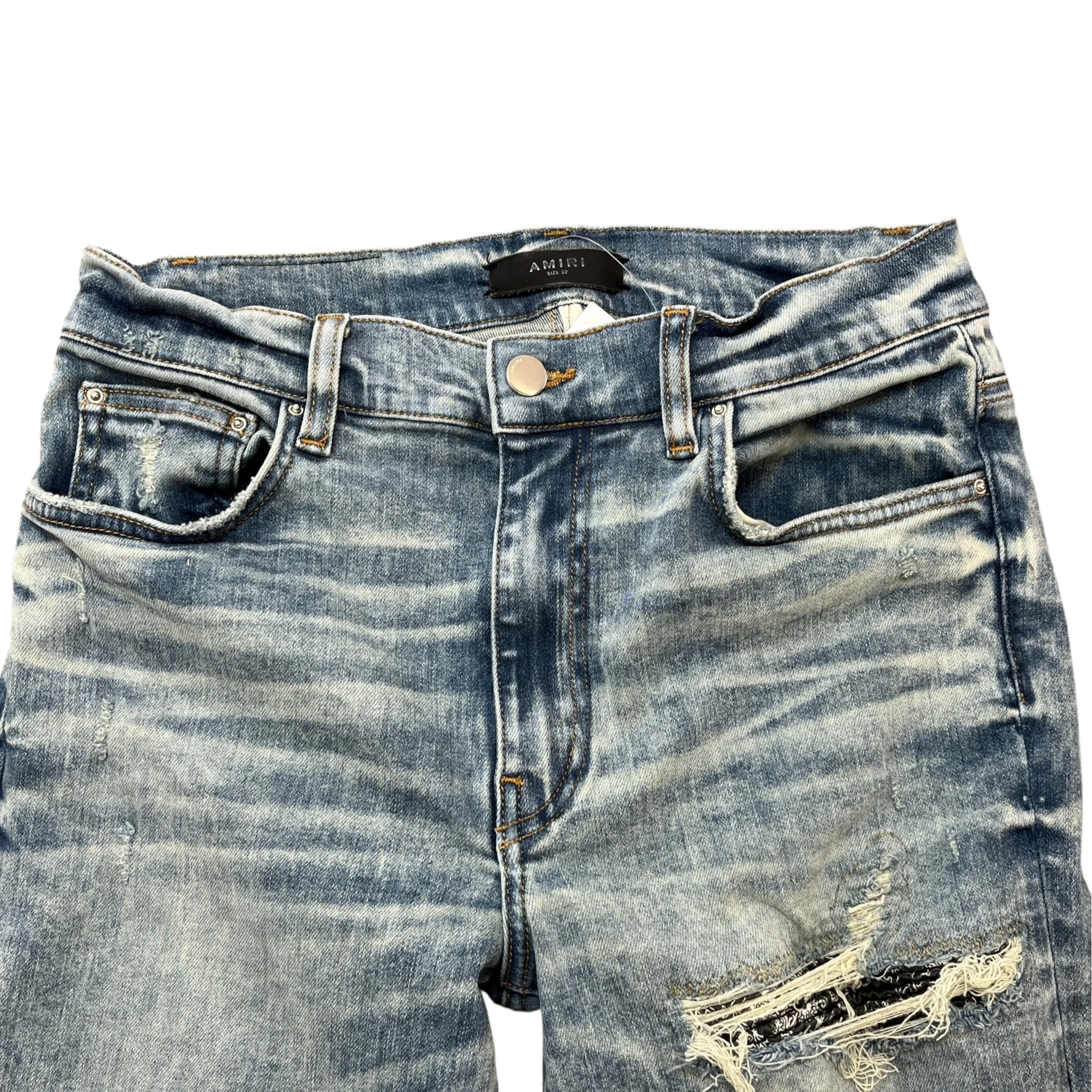 Men's Mx1 Distressed Bandana Jeans Blue Size IT 48 / UK 32 - Image 6