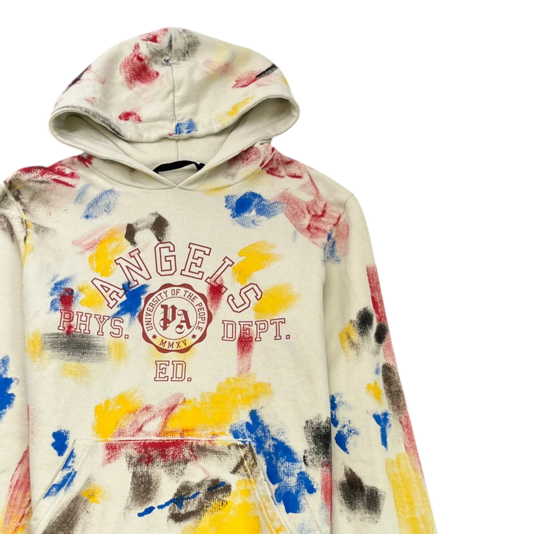 Men's Painted College Hoodie Beige Size XL - Image 3