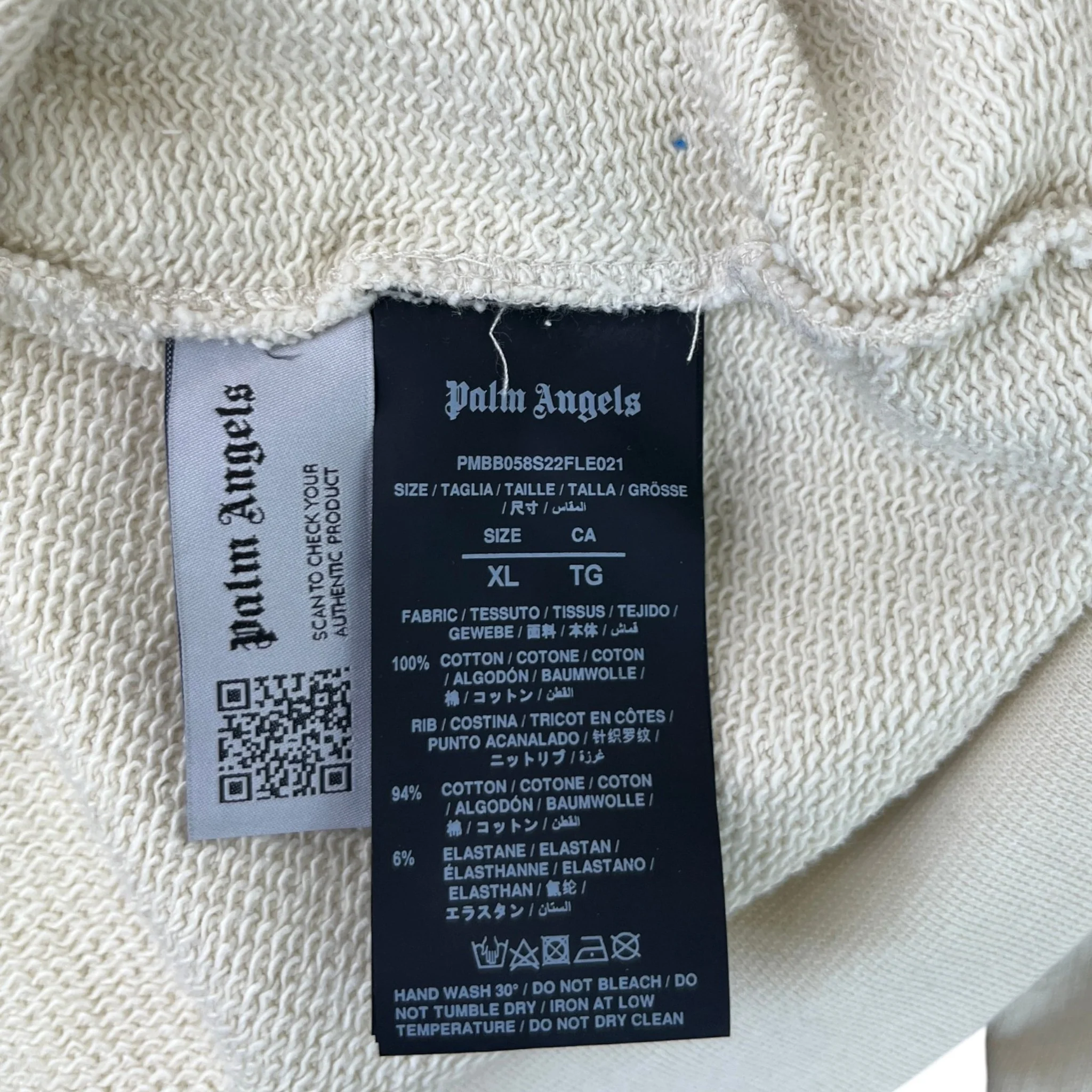 Men's Painted College Hoodie Beige Size XL - Image 6