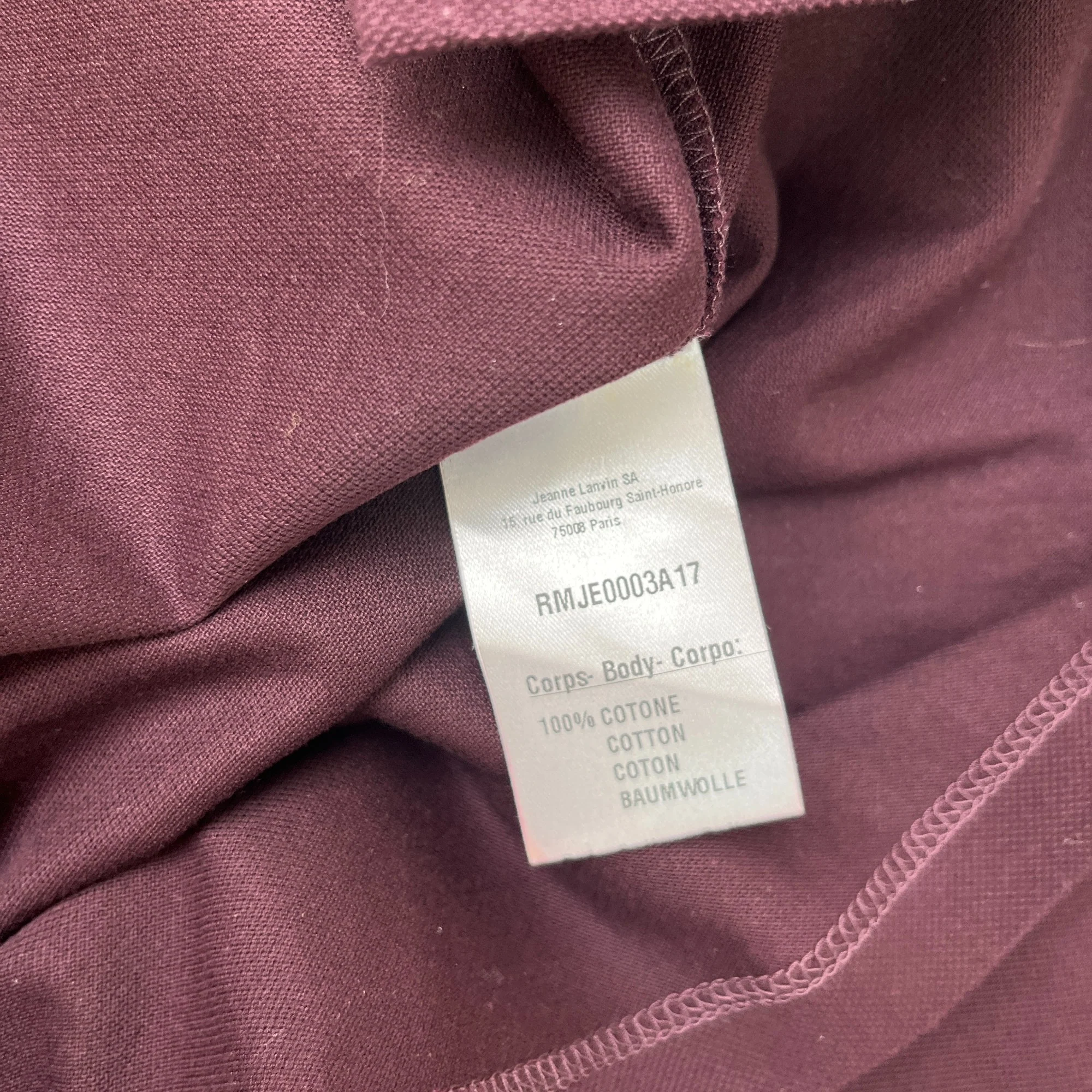 Men's Plain Polo Shirt Burgundy Size L - Image 5