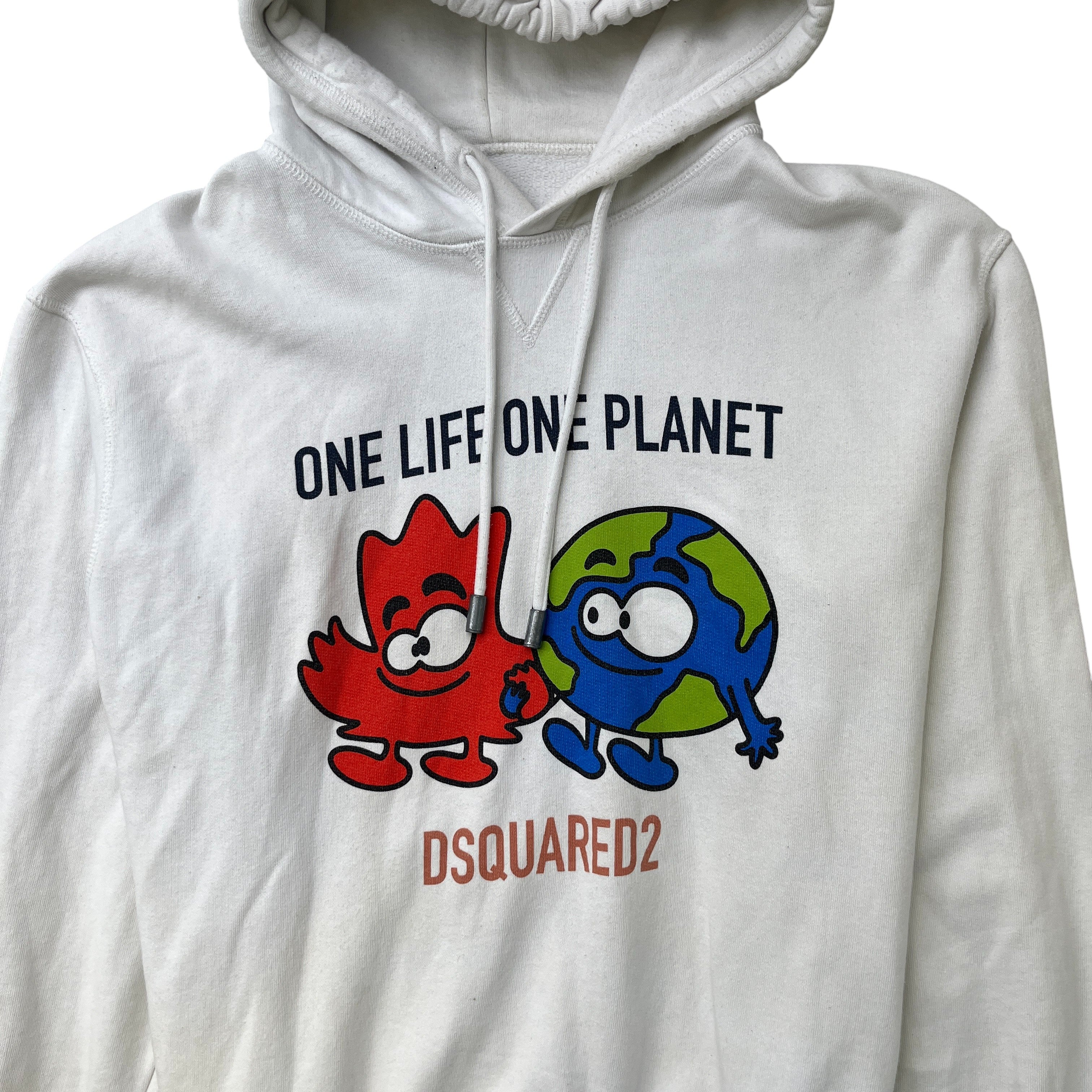 Men's Planet Logo Hoodie White Size L - Image 5