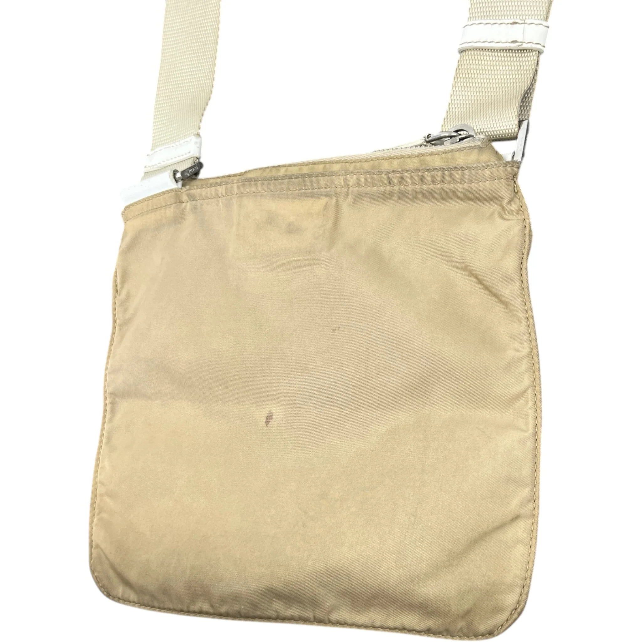 Men's Plaque Logo Messenger Bag Beige - Image 7