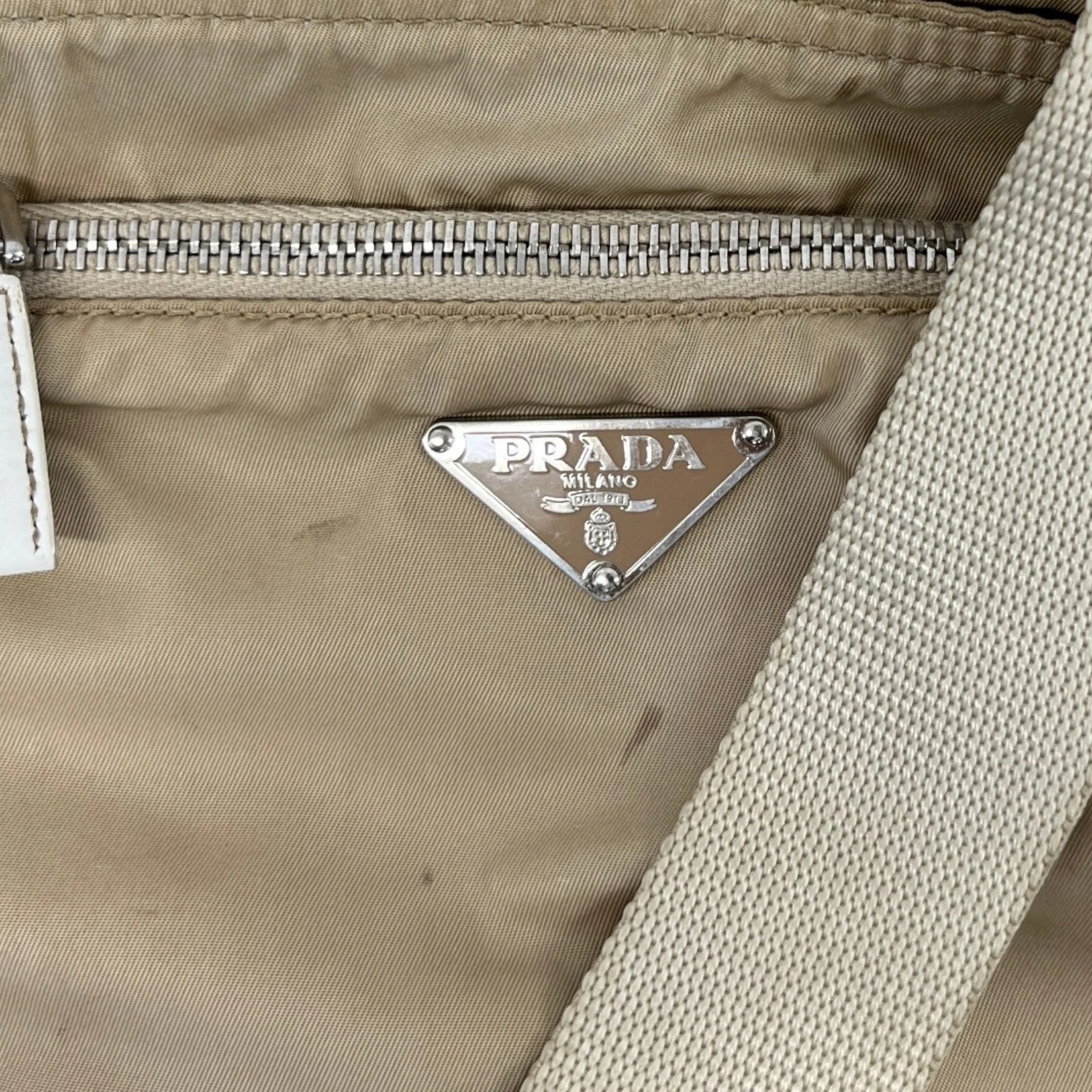 Men's Plaque Logo Messenger Bag Beige - Image 8