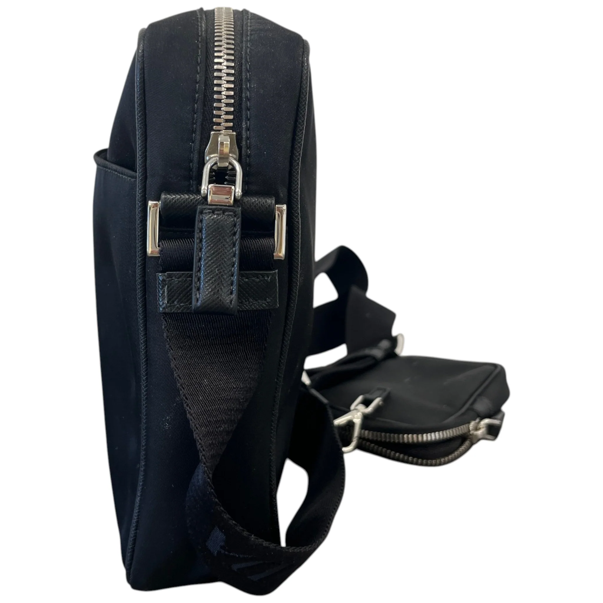 Men's Plaque Logo Messenger Bag Black - Image 8