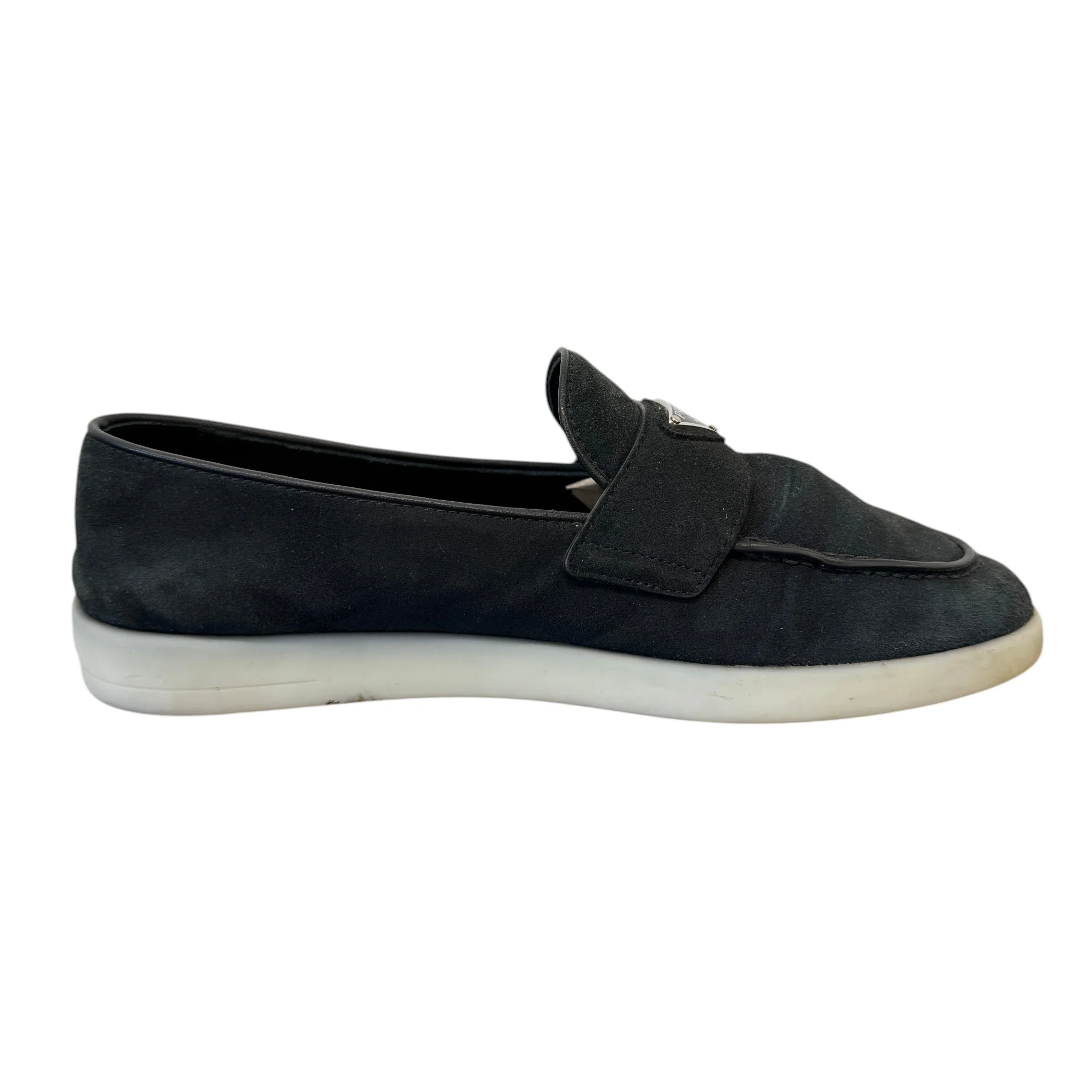 Men's Plaque Logo Suede Loafers Black Size EU 39 / UK 5 - Image 5