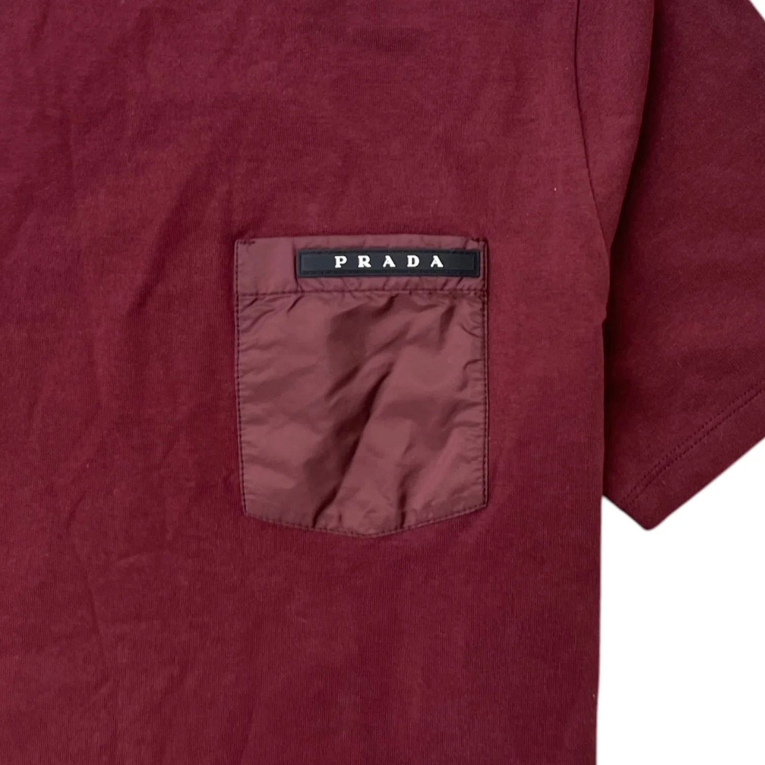 Men's Plaque Logo T-Shirt Burgundy Size M - Image 5