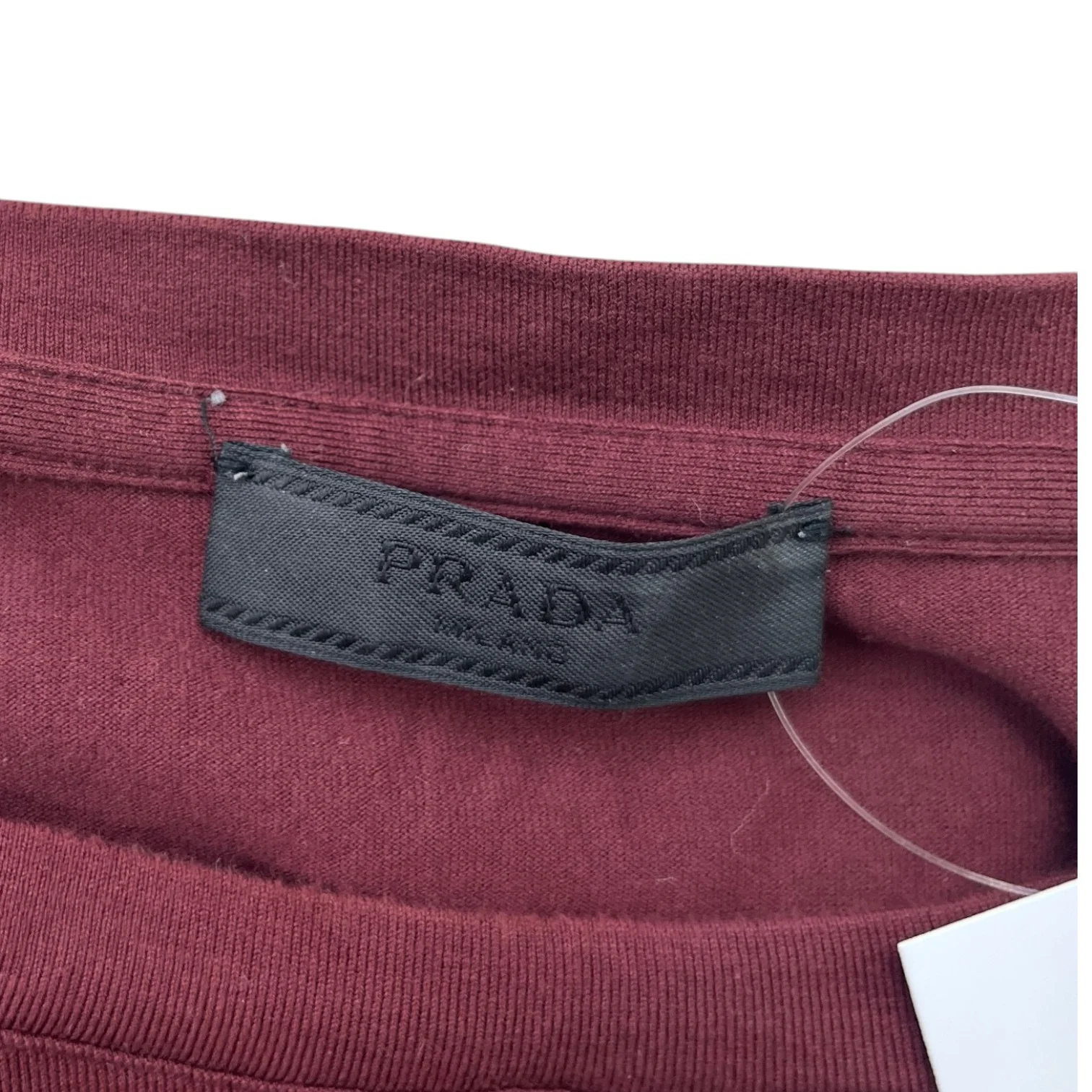 Men's Plaque Logo T-Shirt Burgundy Size M - Image 7