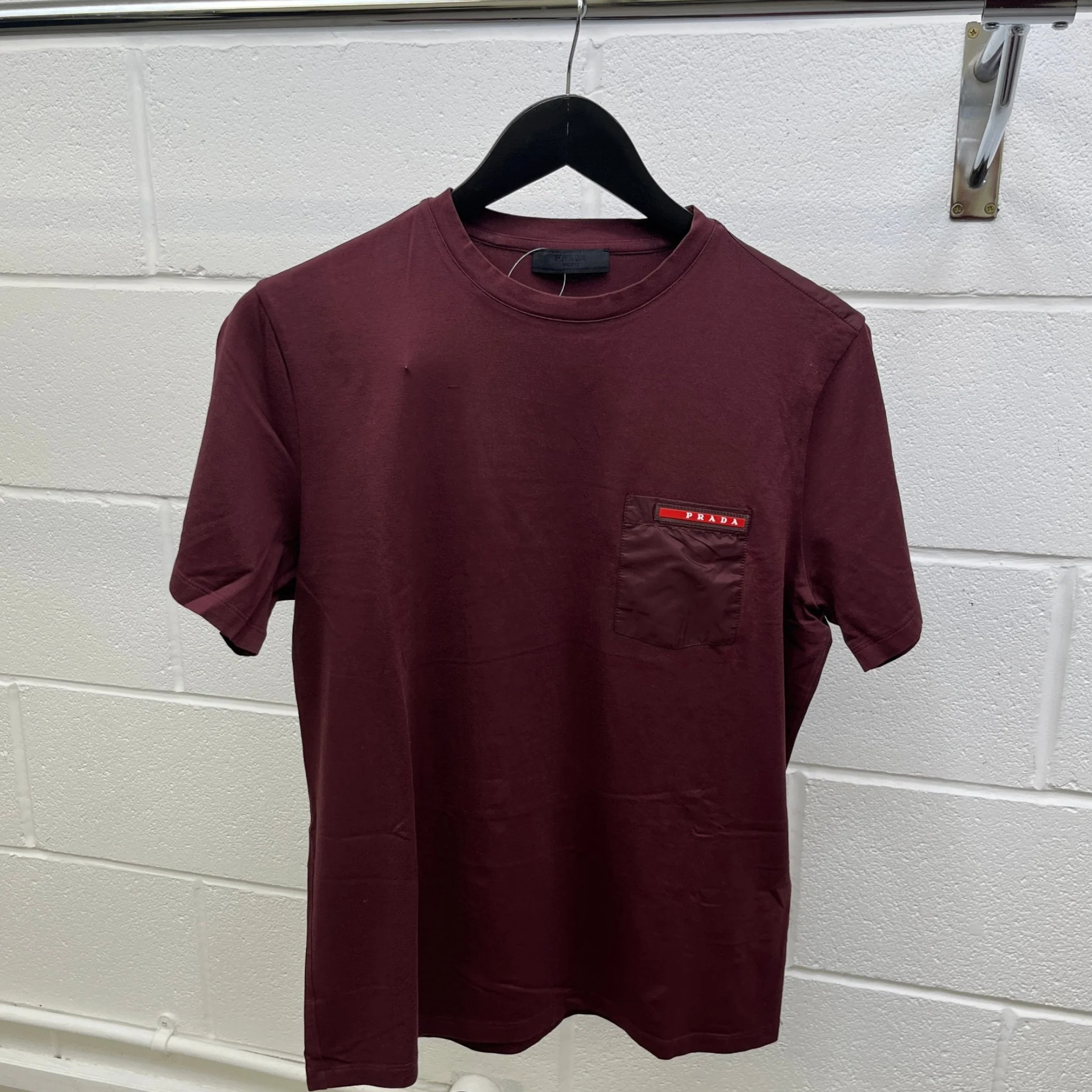 Men's Pocket Logo T-Shirt Burgundy Size M - Image 8